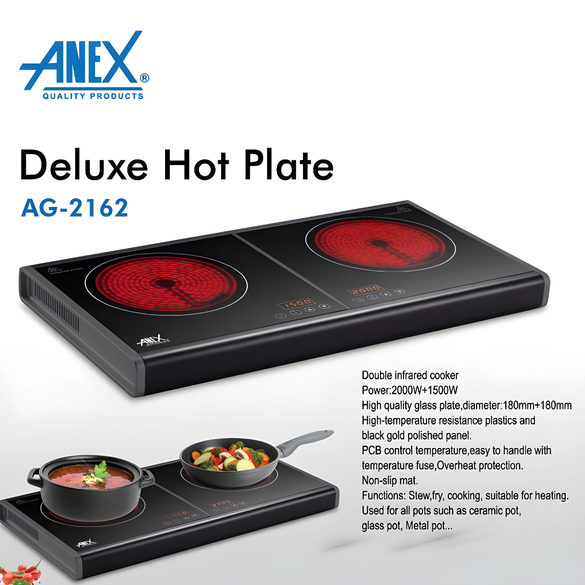 Anex AG-2162 Deluxe Double Hot Plate