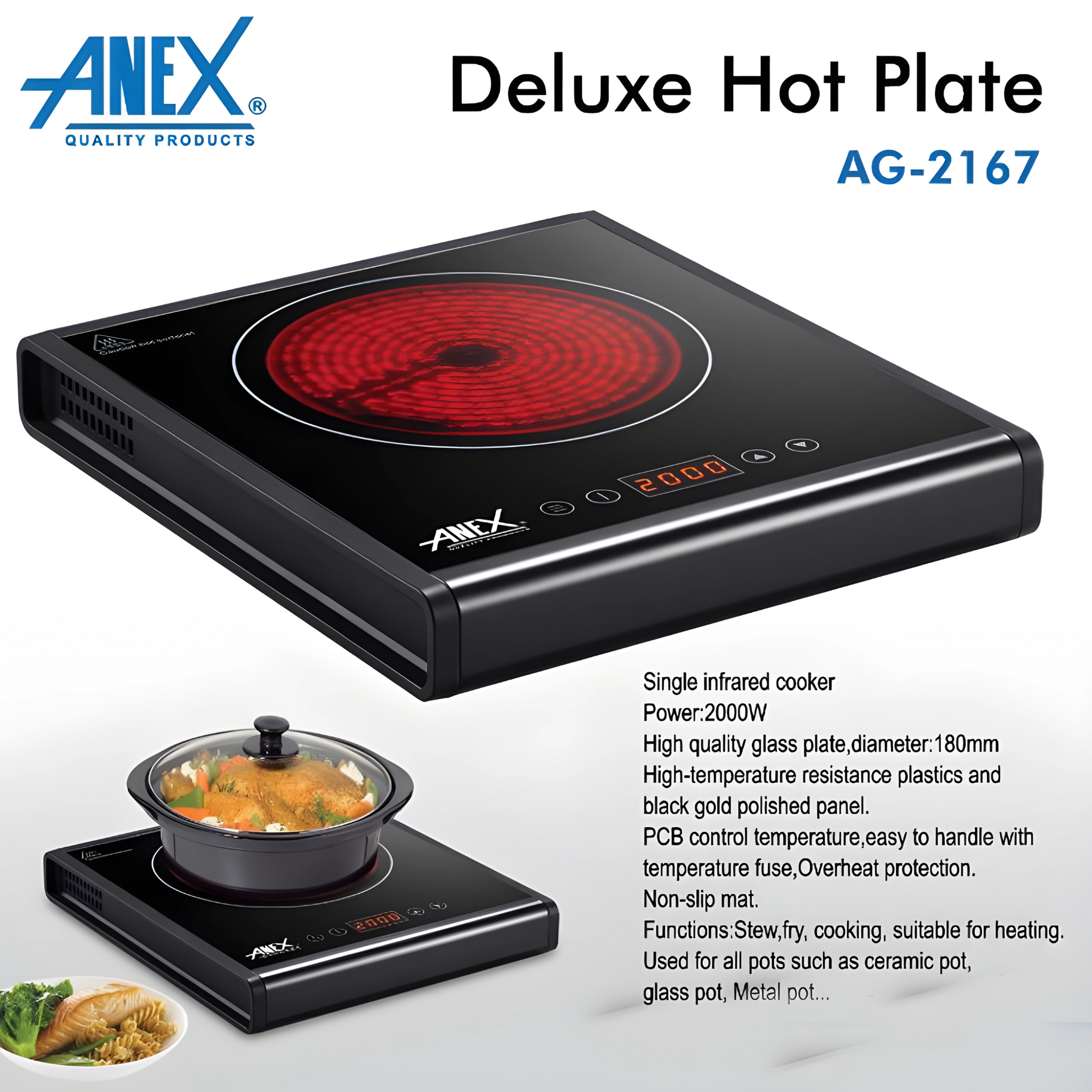 Anex AG-2167 Deluxe Digital Single Hot Plate