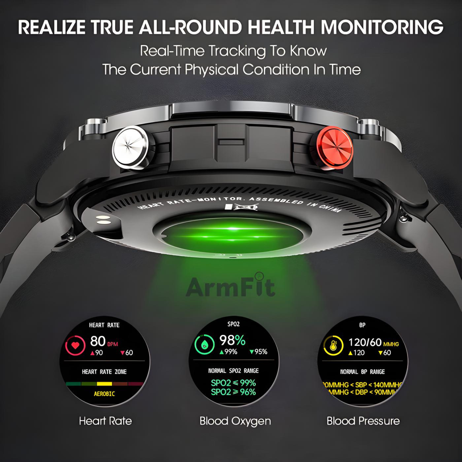 Armfit Code21 Smart Watch for Men with Bluetooth Calling Fitness Tracker Waterproof 300mAh Long Time Battery Life