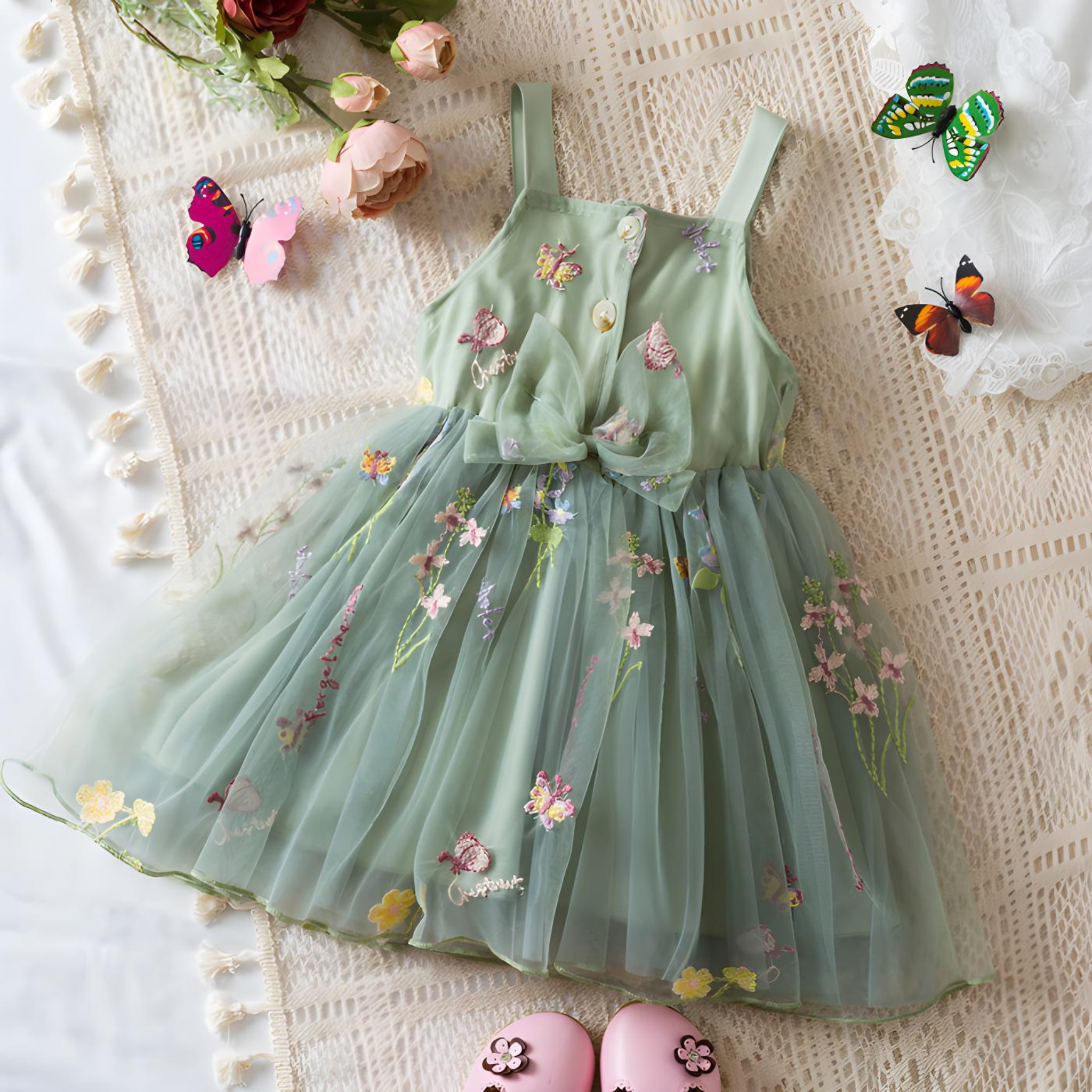 Baby Girl Flower Dress - Suspender Sleeveless Fairy Tulle Princess Dress for Summer, Birthday, and Girls' Party