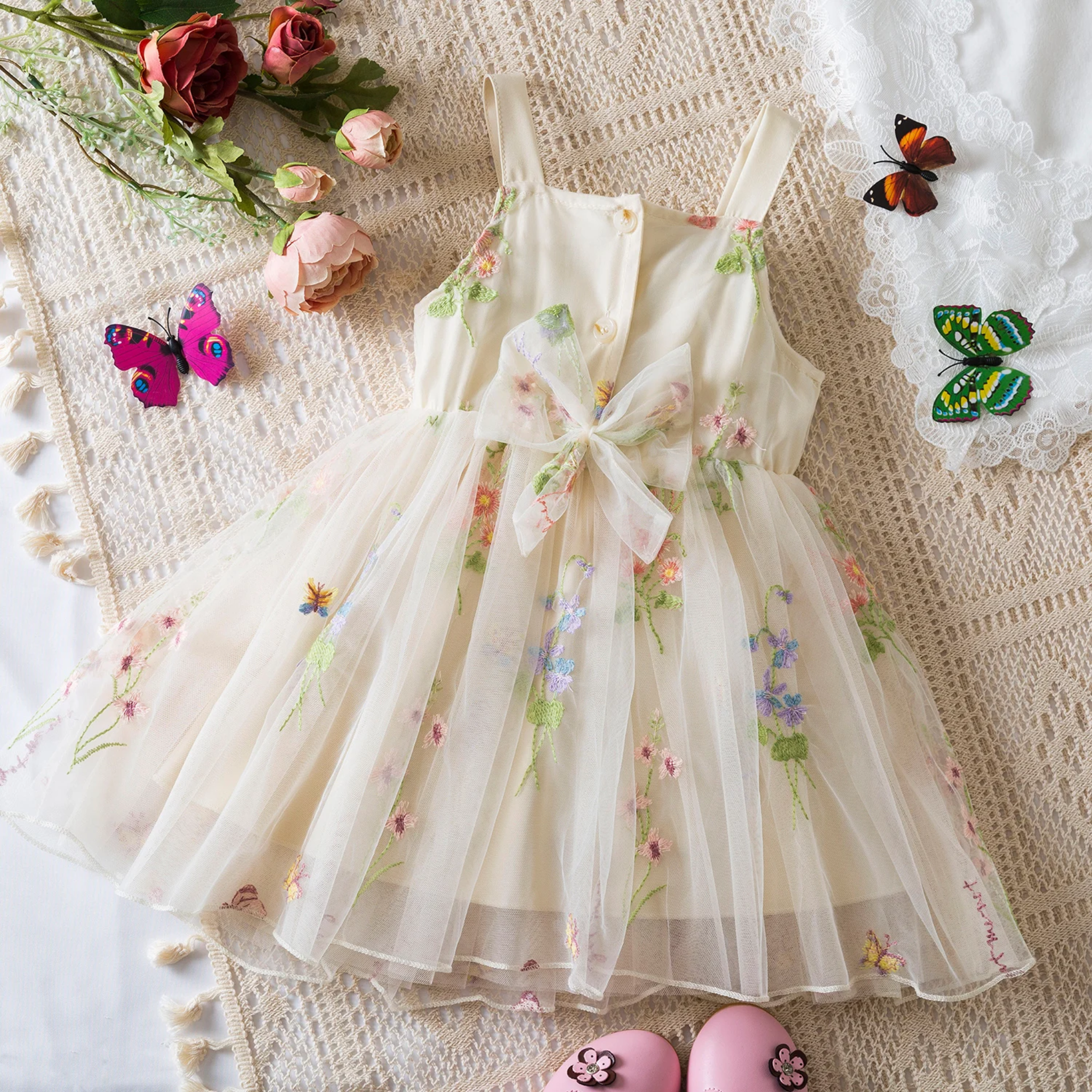 Baby Girl Flower Dress - Suspender Sleeveless Fairy Tulle Princess Dress for Summer, Birthday, and Girls' Party