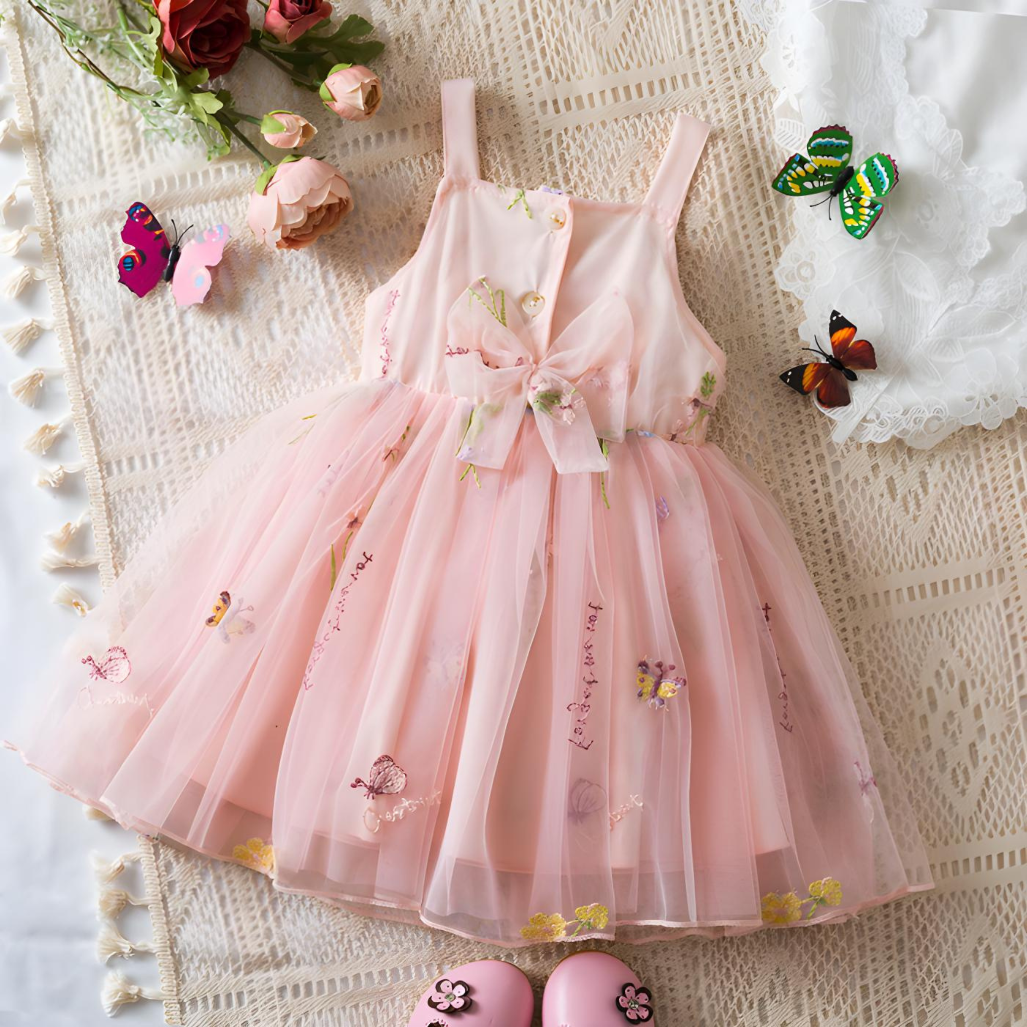 Baby Girl Flower Dress - Suspender Sleeveless Fairy Tulle Princess Dress for Summer, Birthday, and Girls' Party