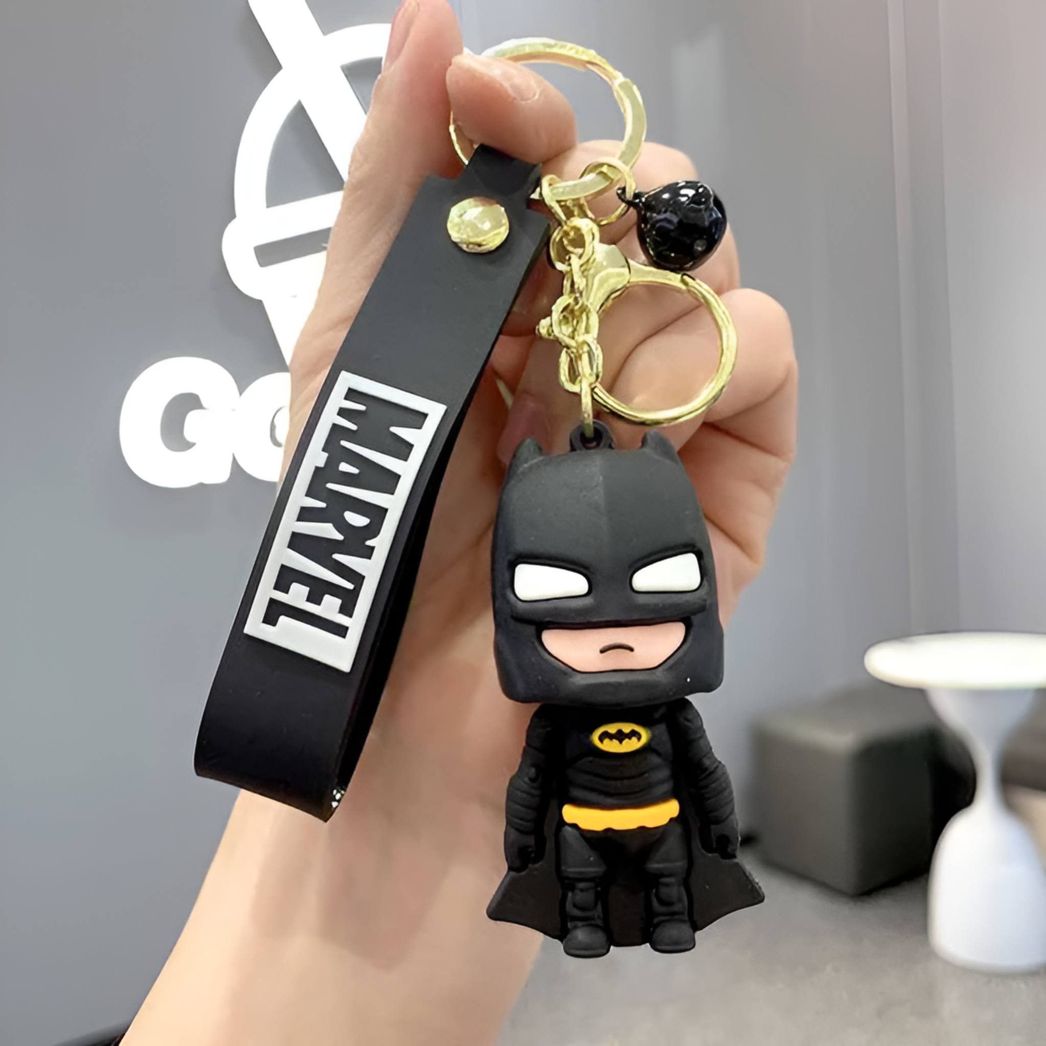 Batman Marvel 3D Silicone with Lanyard Metal Key Chain
