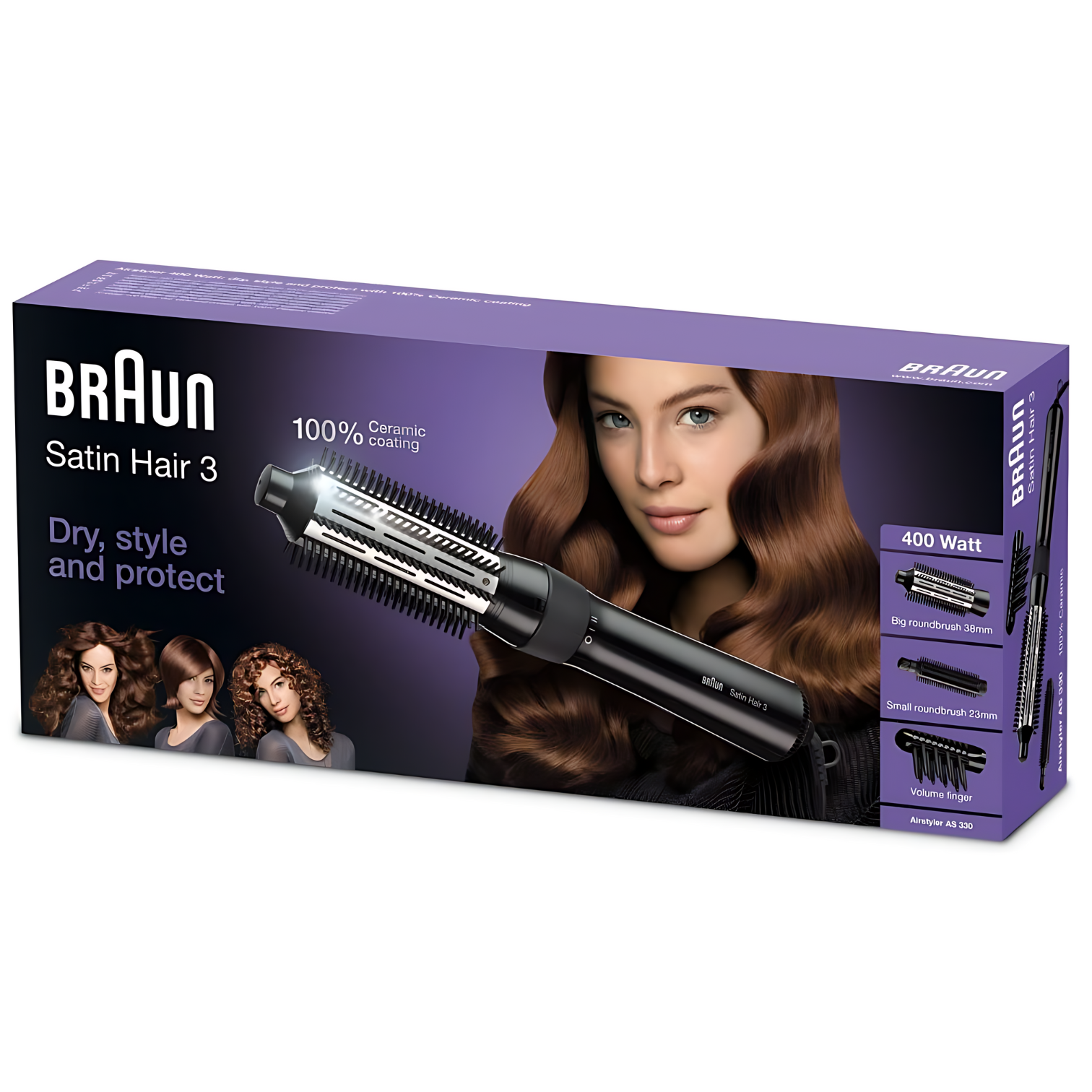 Braun Satin Hair 3 Airstyler AS 330 Hair Styler with Small and Big Roundbrush - Salon-Quality Hairstyles at Home