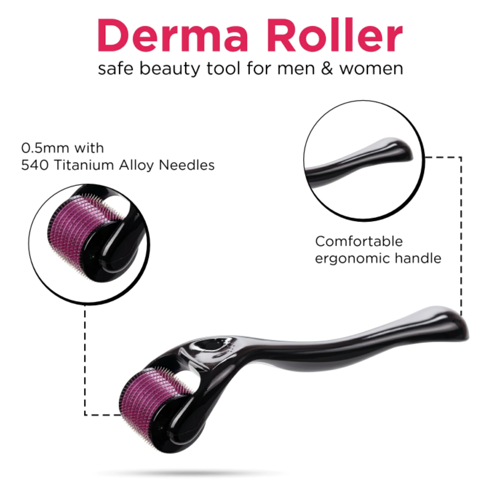 Derma Roller Acne Scars Treatment Skin & Face Care Massager with 540 Micro Needle
