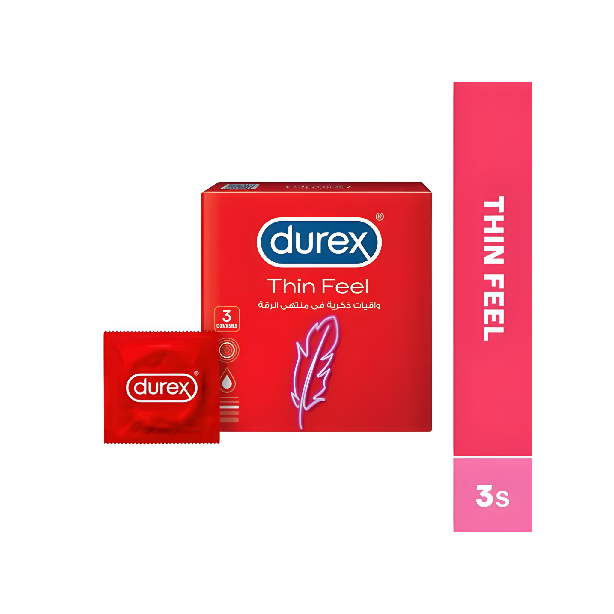  Durex Thin Feel Lubricated Condoms for Men - 3 Pieces | Ultra Sensitive and Pleasurable