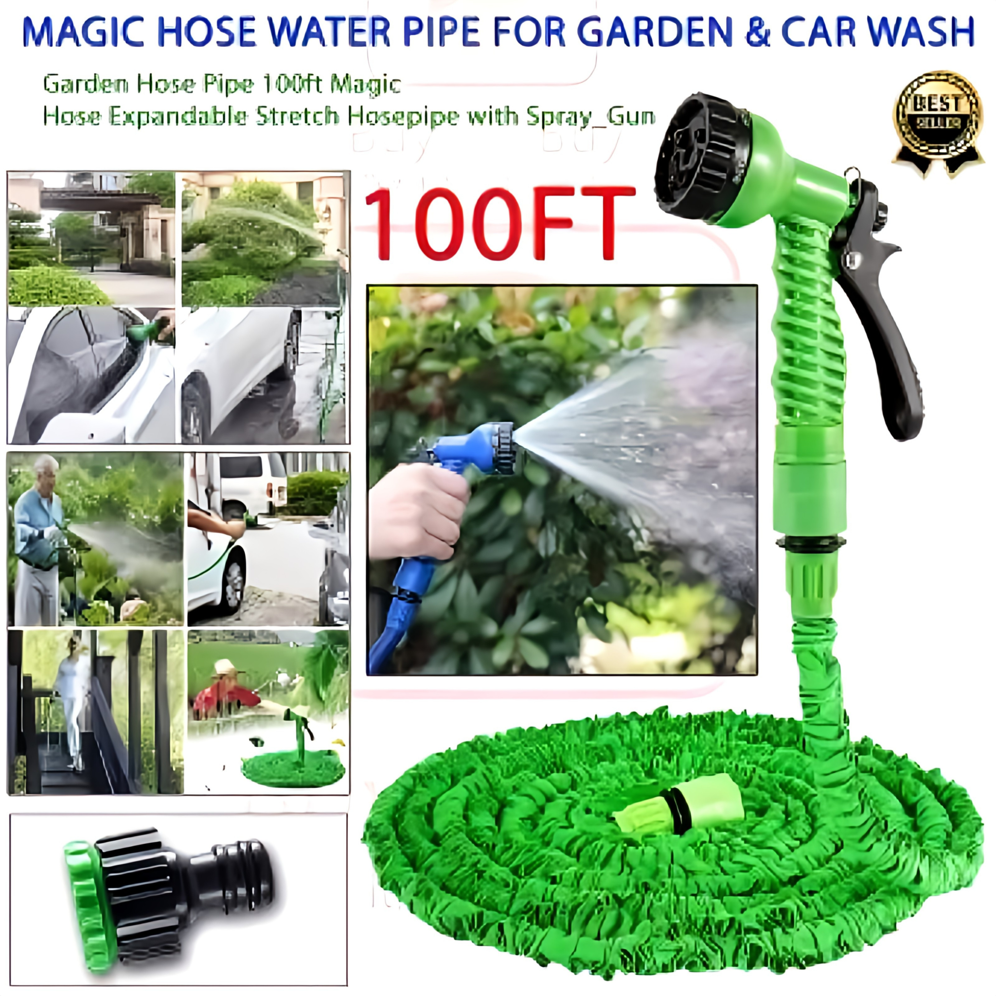 Expandable Flexible Magic Water Hose Pipe With Spray 100ft (30m)