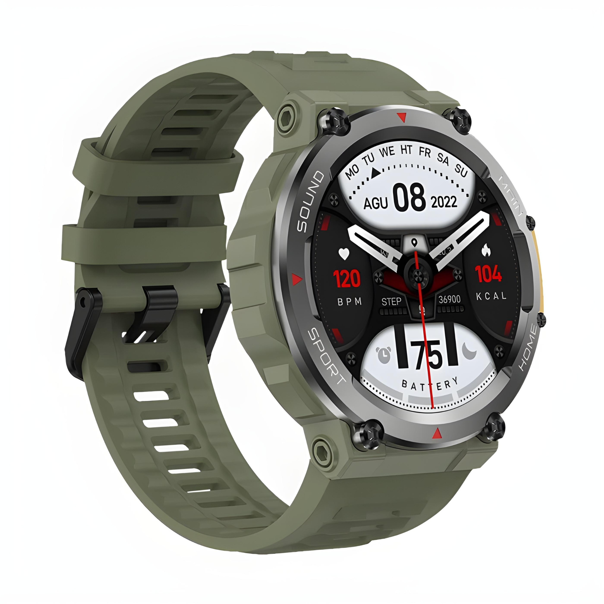 Green Lion Adventure Smart Watch - 10 Days Standby Time, Call/Social Notifications, Fitness Tracker, and Water-Resistant Design