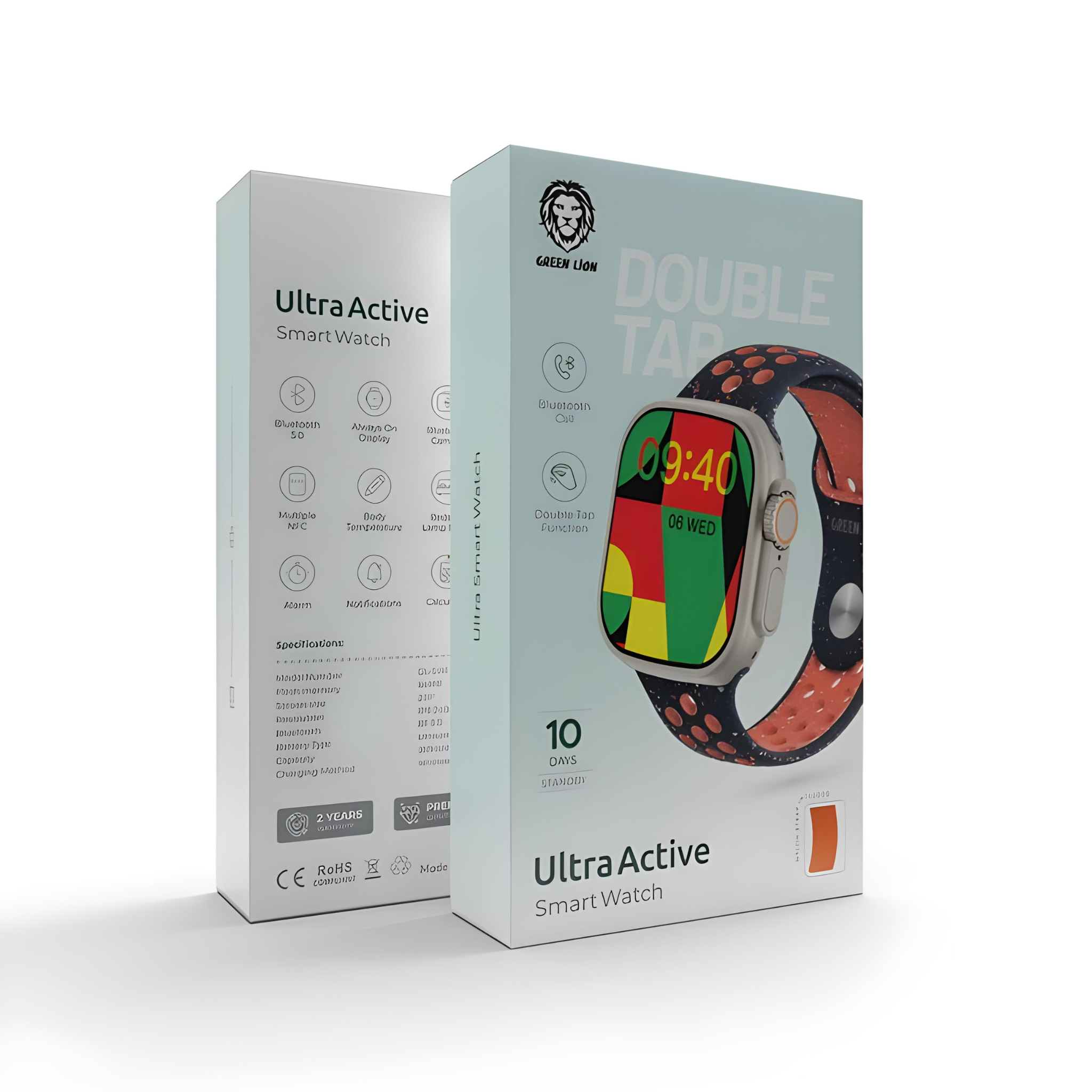 Green Lion Ultra Active Smart Watch Premium Quality - Waterproof, Fitness Tracker, Heart Rate Monitor, and Notification Center