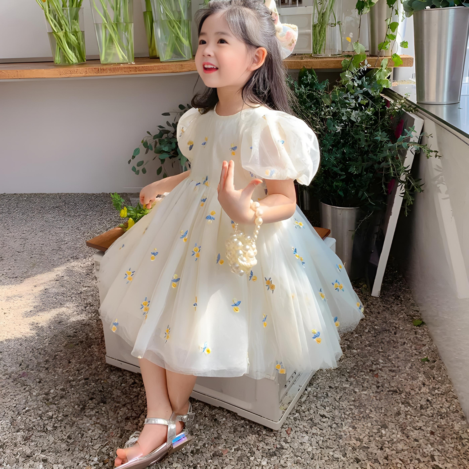 Girls Summer Dress Princess Dress Fashionable Temperament Full Children's Mesh Dress