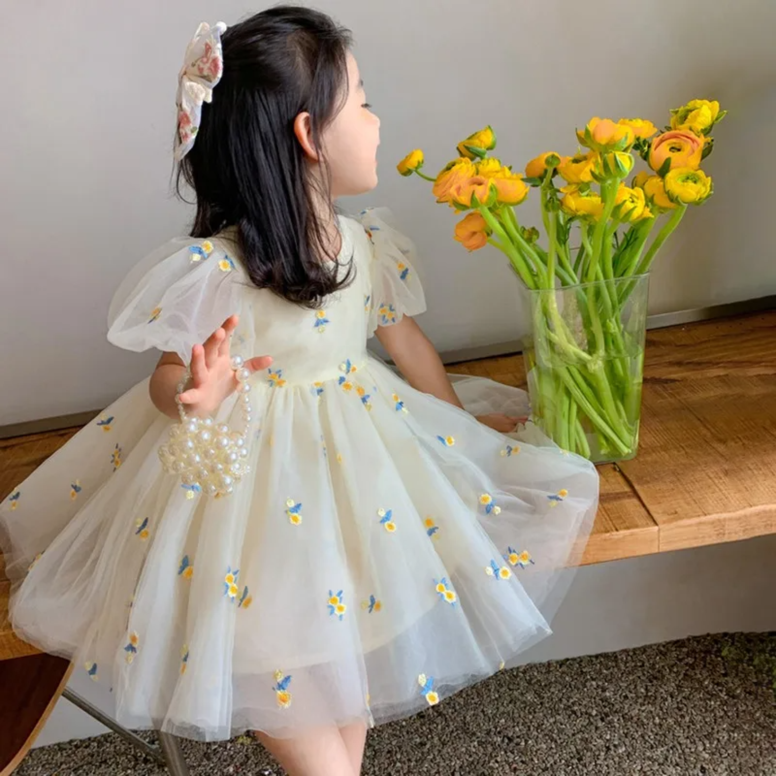 Girls Summer Dress Princess Dress Fashionable Temperament Full Children's Mesh Dress