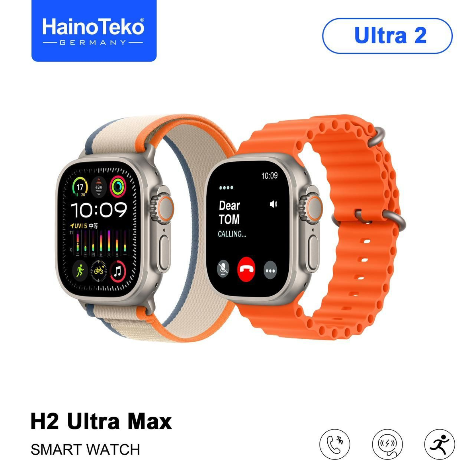 HAINO TEKO Germany H2 ULTRA MAX Smart Watch - Premium AMOLED Display, Advanced Fitness Tracker, Health Monitor, Water Resistant