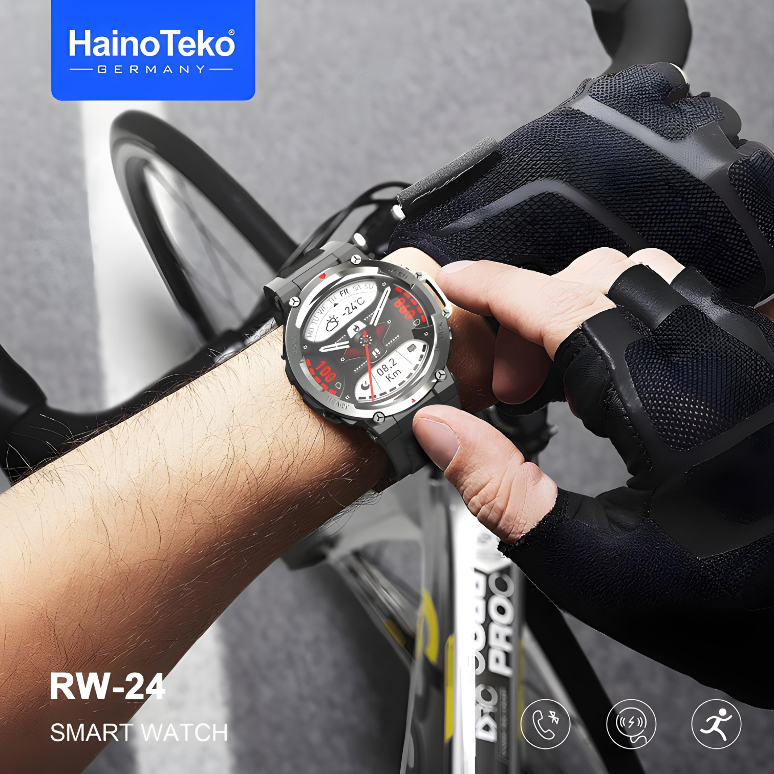 Haino Teko Germany RW24 Premium Smart Watch - Real AMOLED Display, Men's Fitness Tracker, Health Monitor, Water Resistant