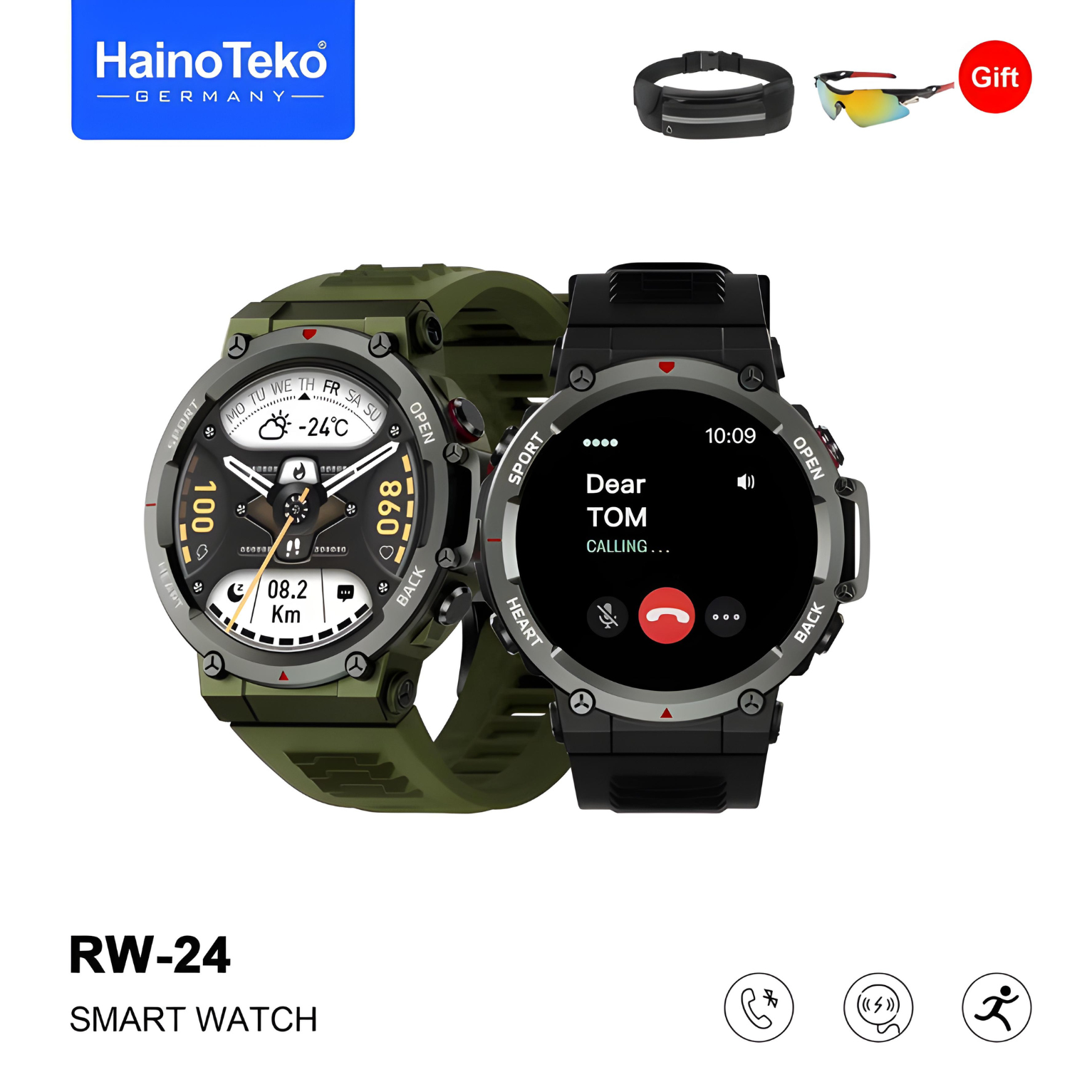 Haino Teko Germany RW24 Premium Smart Watch - Real AMOLED Display, Men's Fitness Tracker, Health Monitor, Water Resistant
