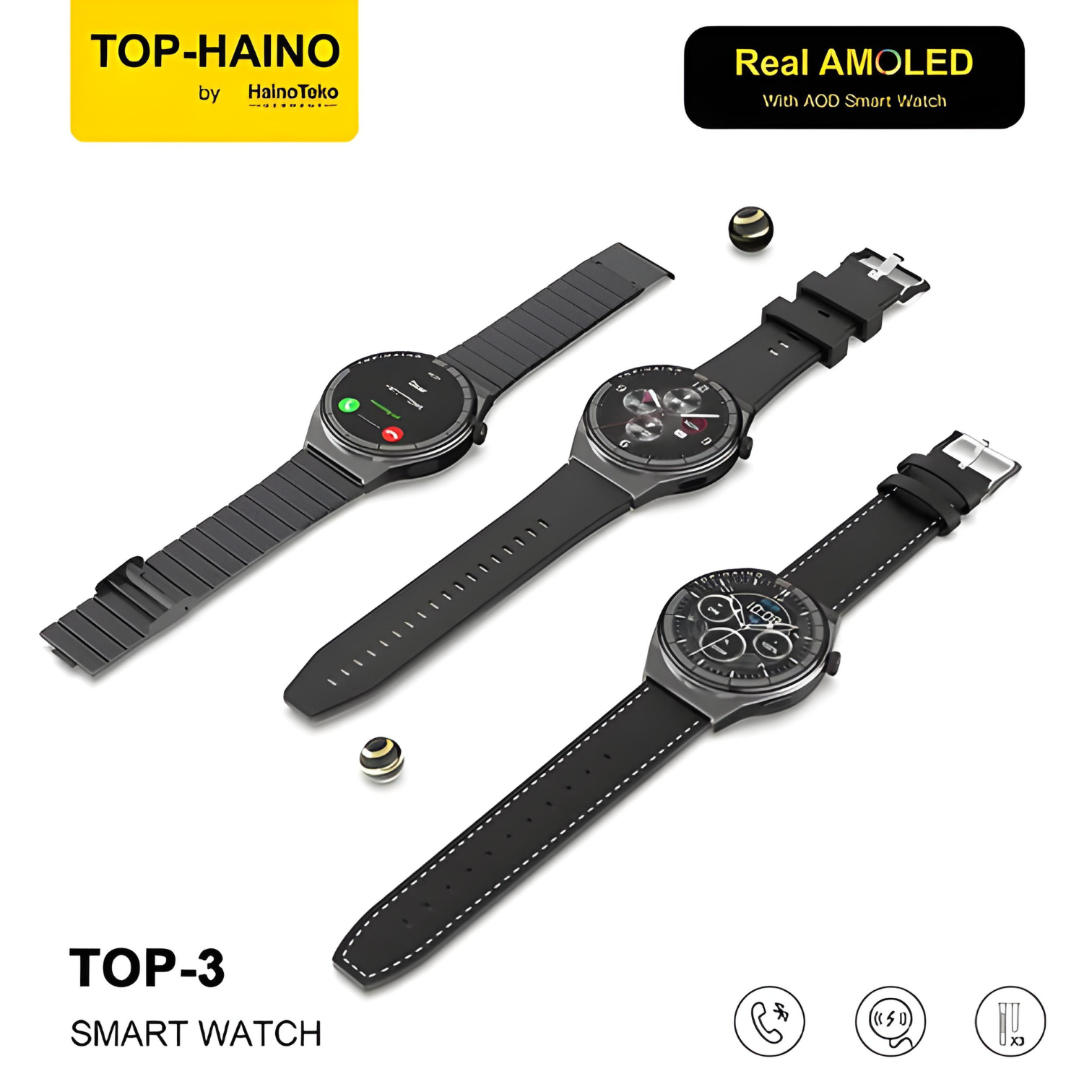 Haino Teko Germany Top-3 with Real AMOLED Always on Display (Men's Smart Watch, Fitness Tracker, Health Monitor)