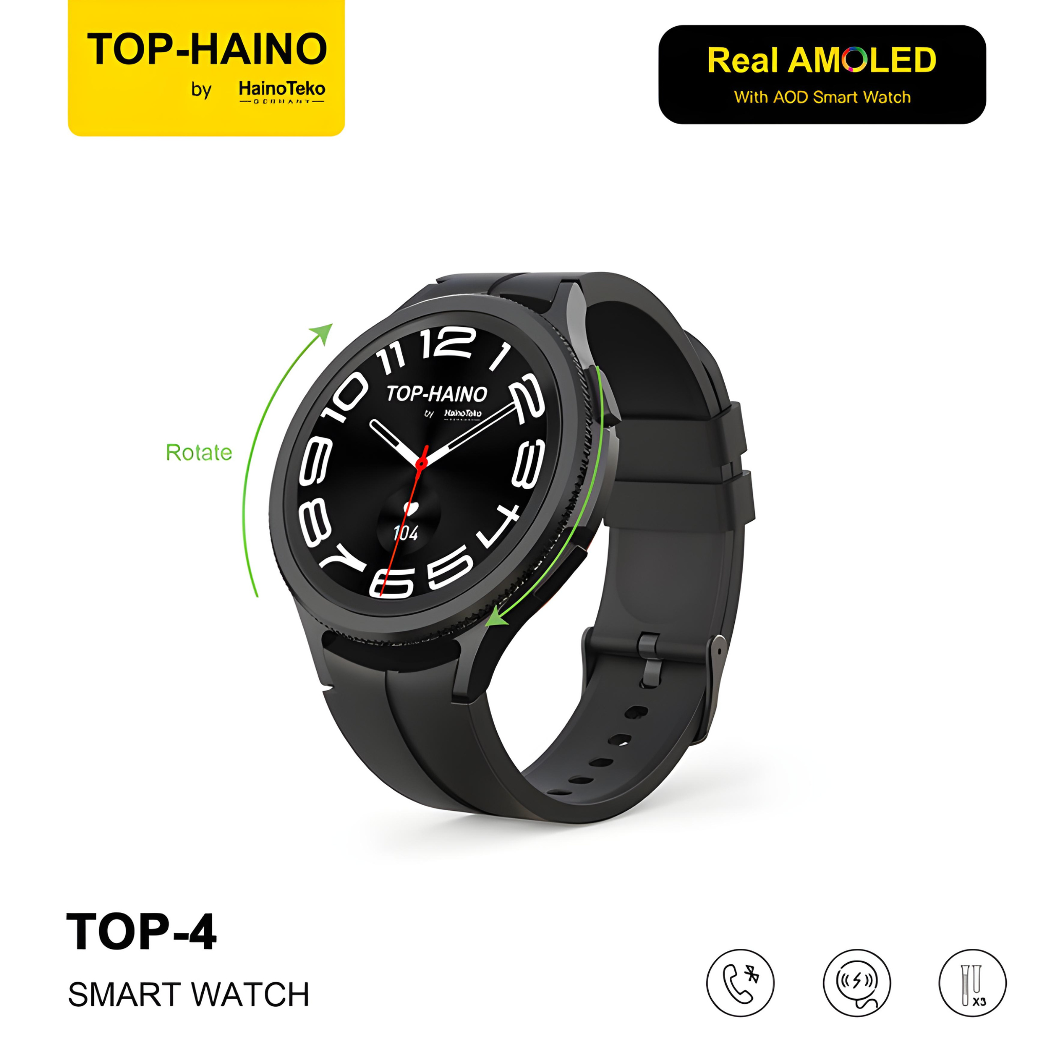 Haino Teko Germany Top-4 with Real AMOLED Always on Display (Men's Smart Watch, Fitness Tracker, Health Monitor)