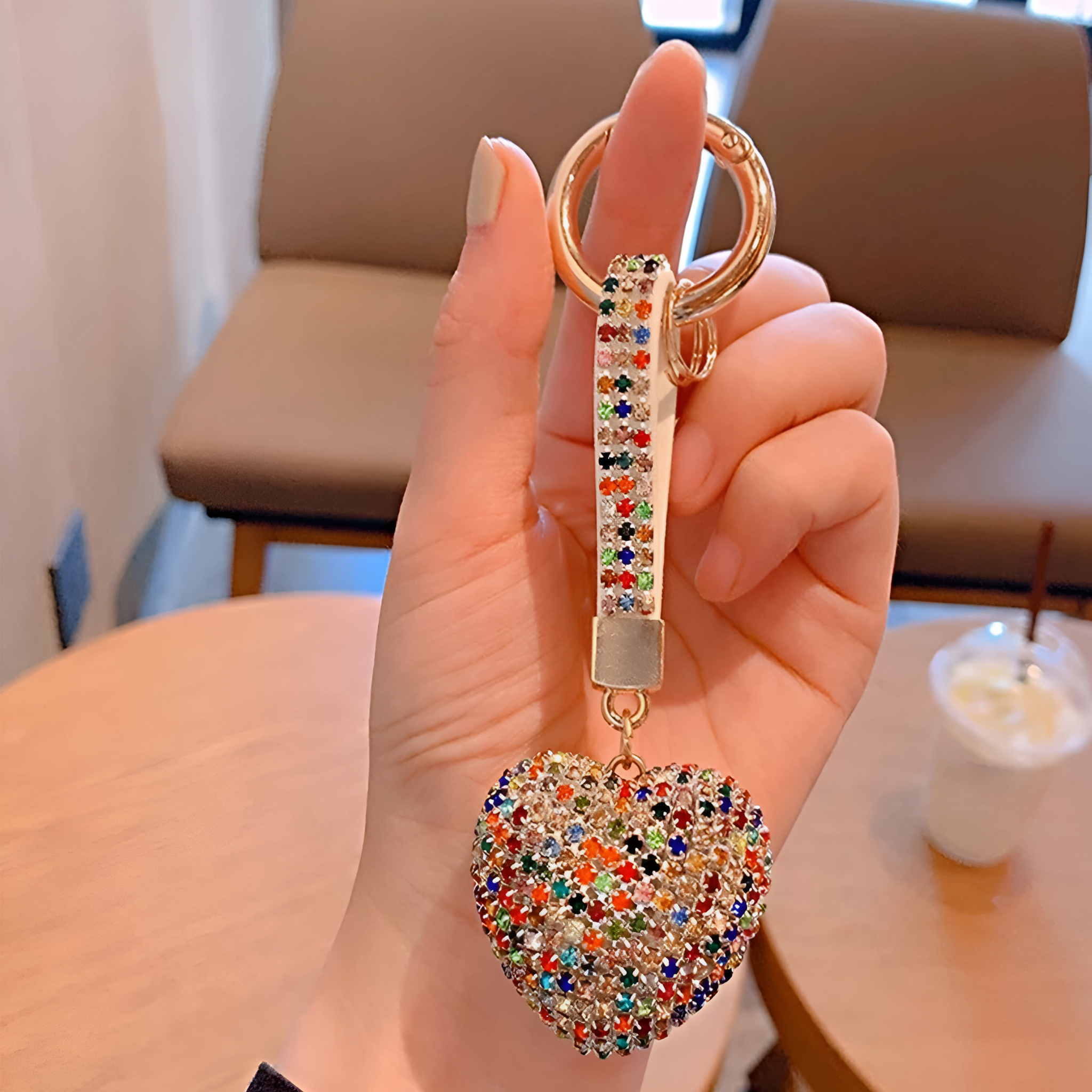 Heart Bling Rhinestone Keychain Gifts for Women & Girls