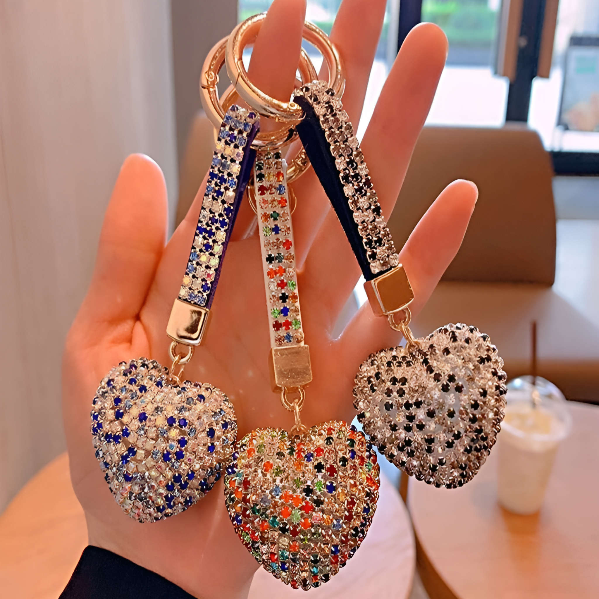 Heart Bling Rhinestone Keychain Gifts for Women & Girls