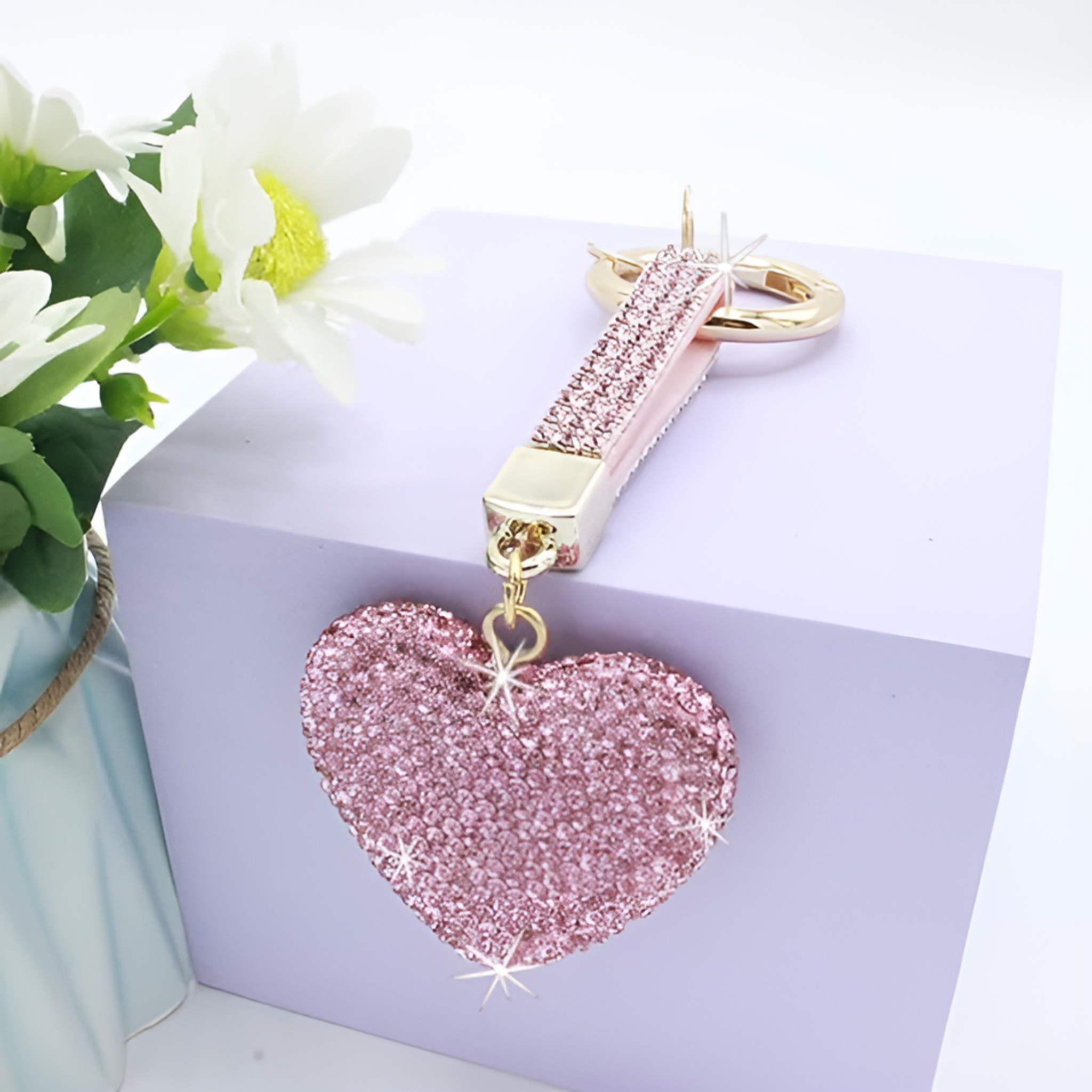 Heart Shape Bling Keychain with Rhinestones