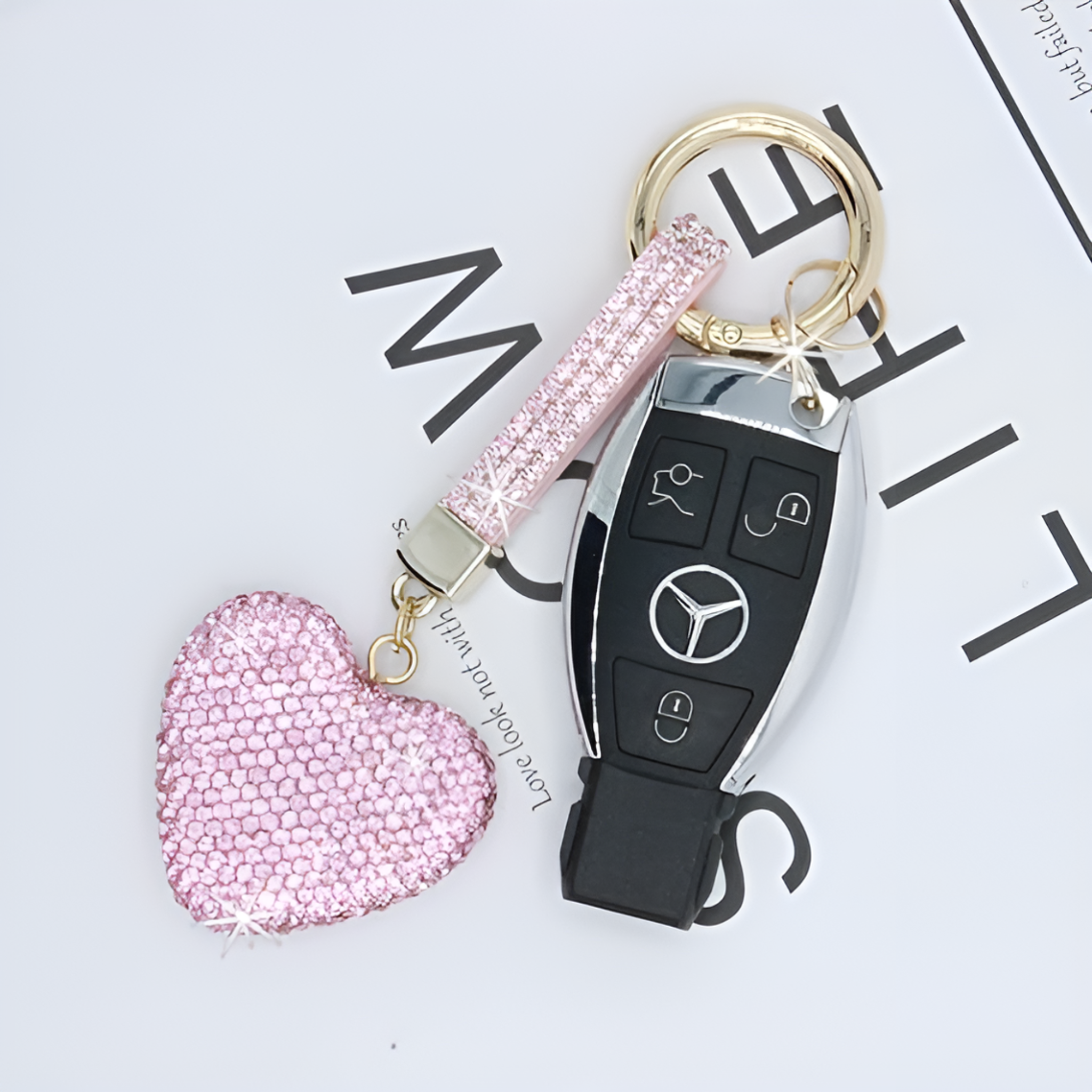 Heart Shape Bling Keychain with Rhinestones