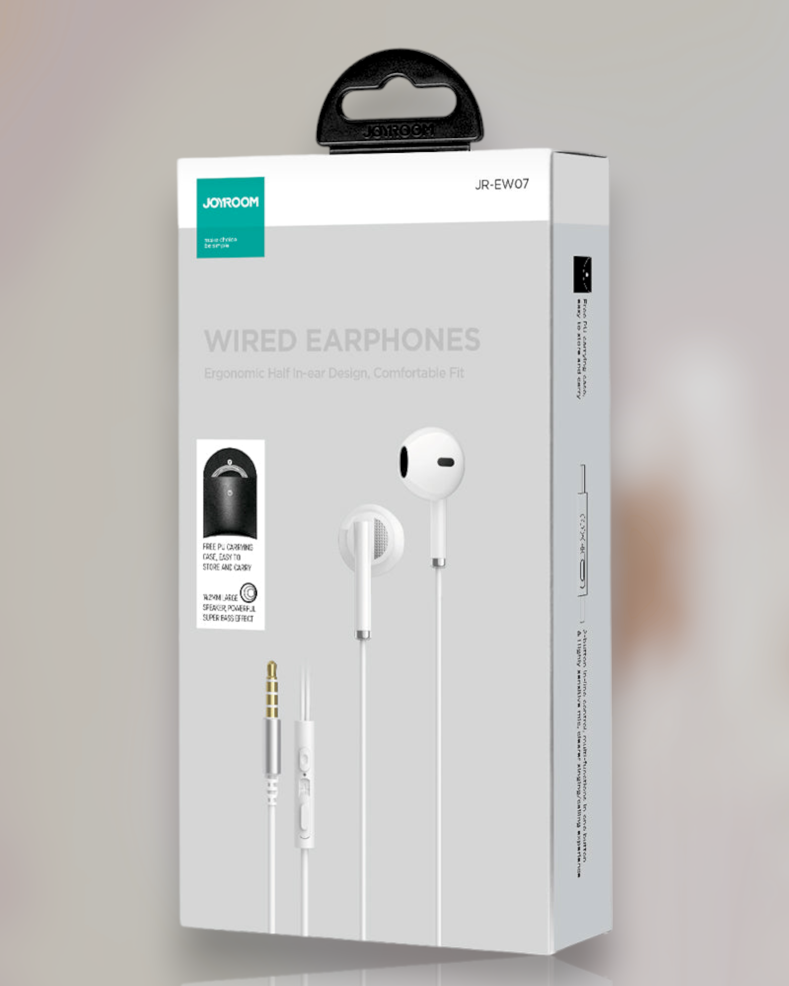 JOYROOM JR-EW07 Wired Earphones with Comfort Fit & Wide Frequency Range