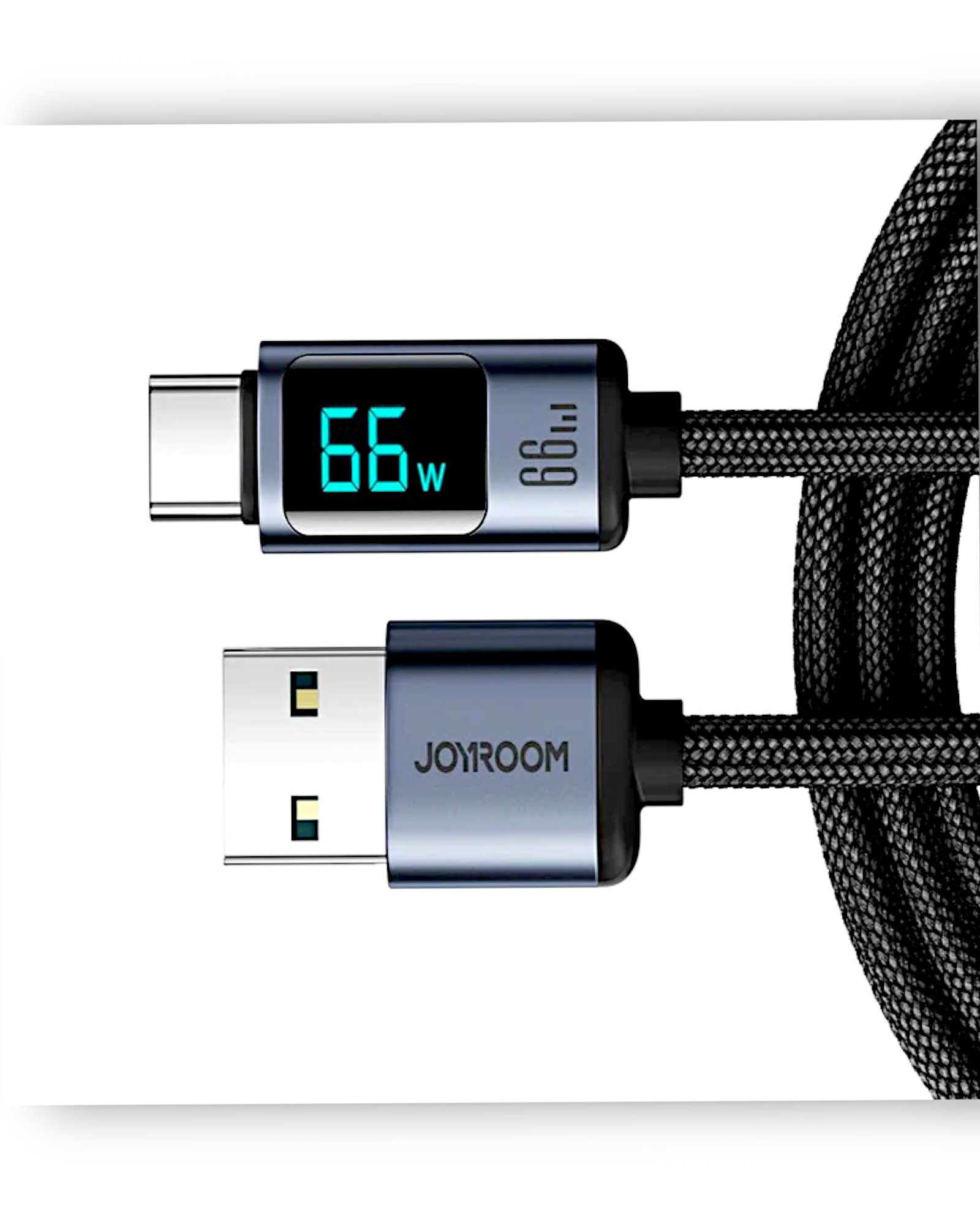 Joyroom S-AC066A16 Type-C Fast Mobile Charging Data Cable With LED Display 66W - Black