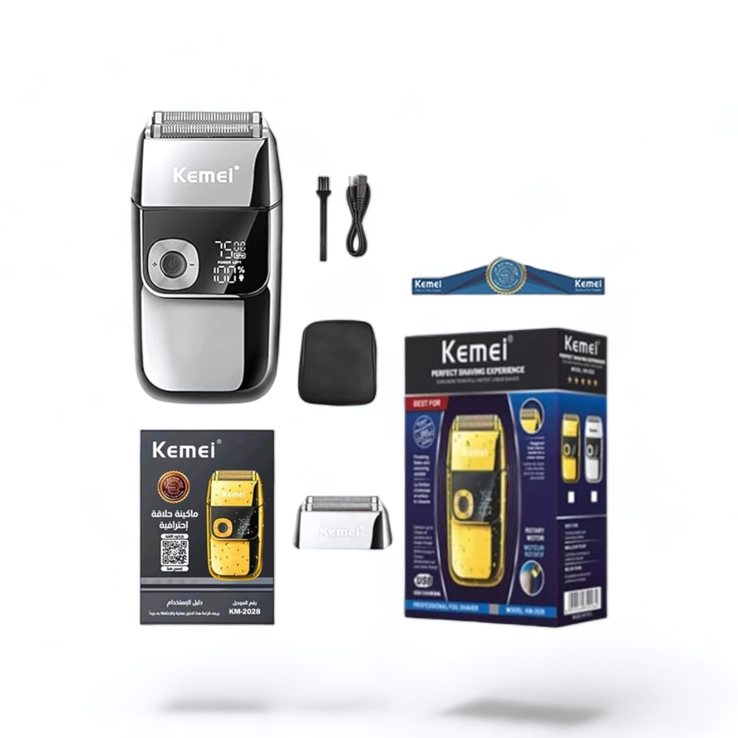 KEMEI KM-2028 Barber Professional Beard Hair Shaver - Electric Razor with LCD Display for Effortless Grooming