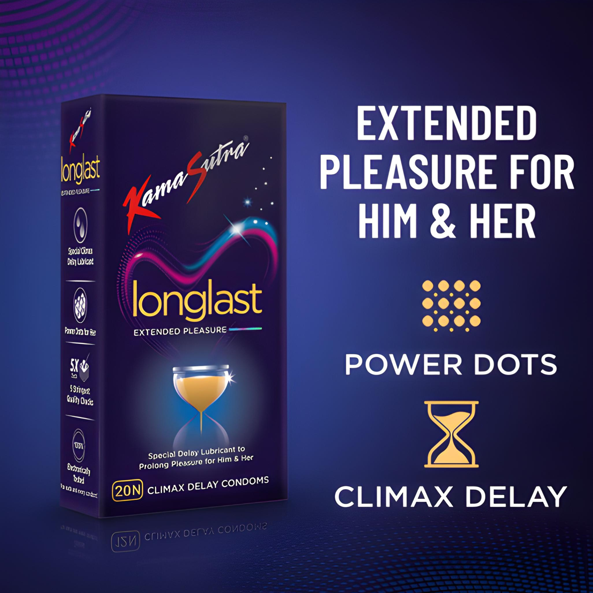 Kamasutra Long Last Condoms - Delay Climax & Extend Pleasure