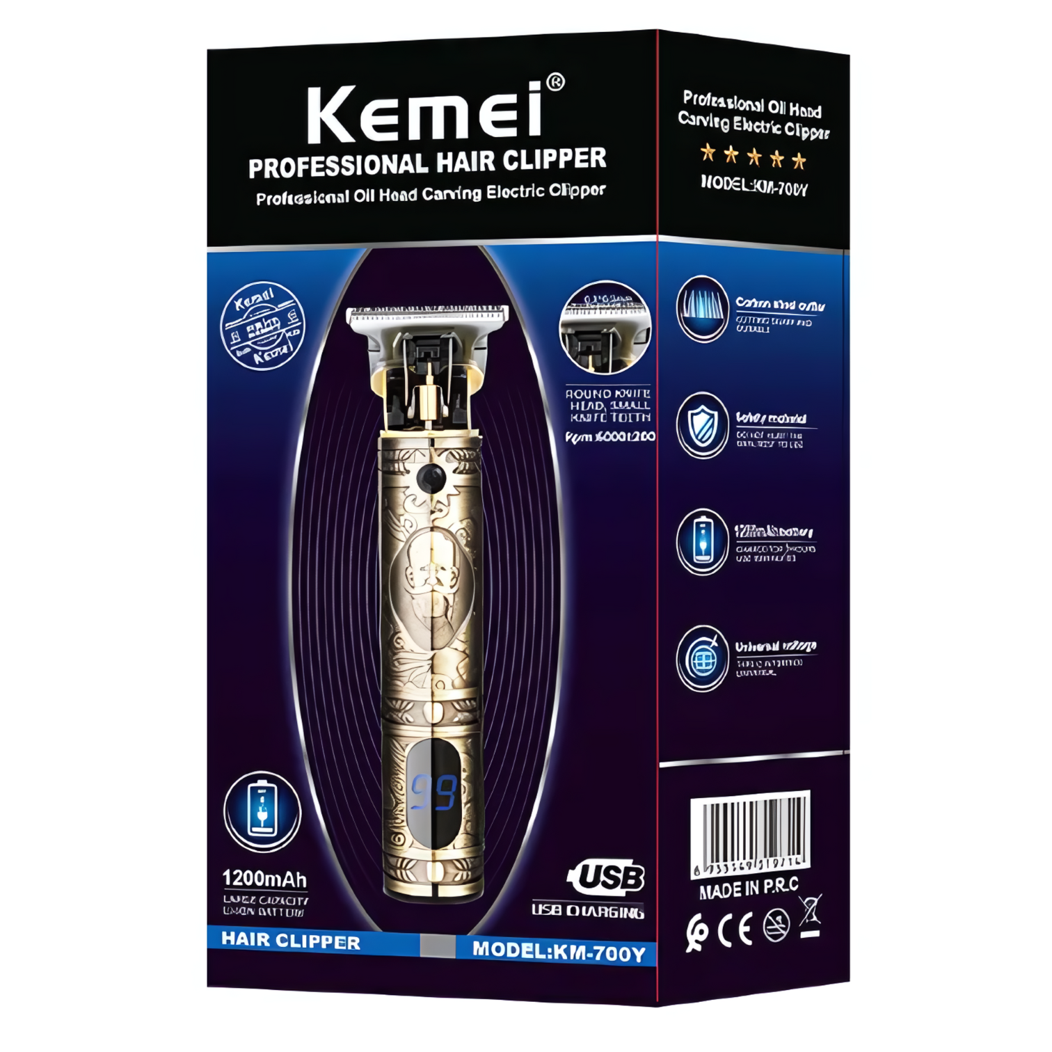 Kemei KM-700Y  1200mAh LCD Digital Display Rechargeable Electric Hair Clipper - Upgrade Your Grooming Routine with Precision and Ease