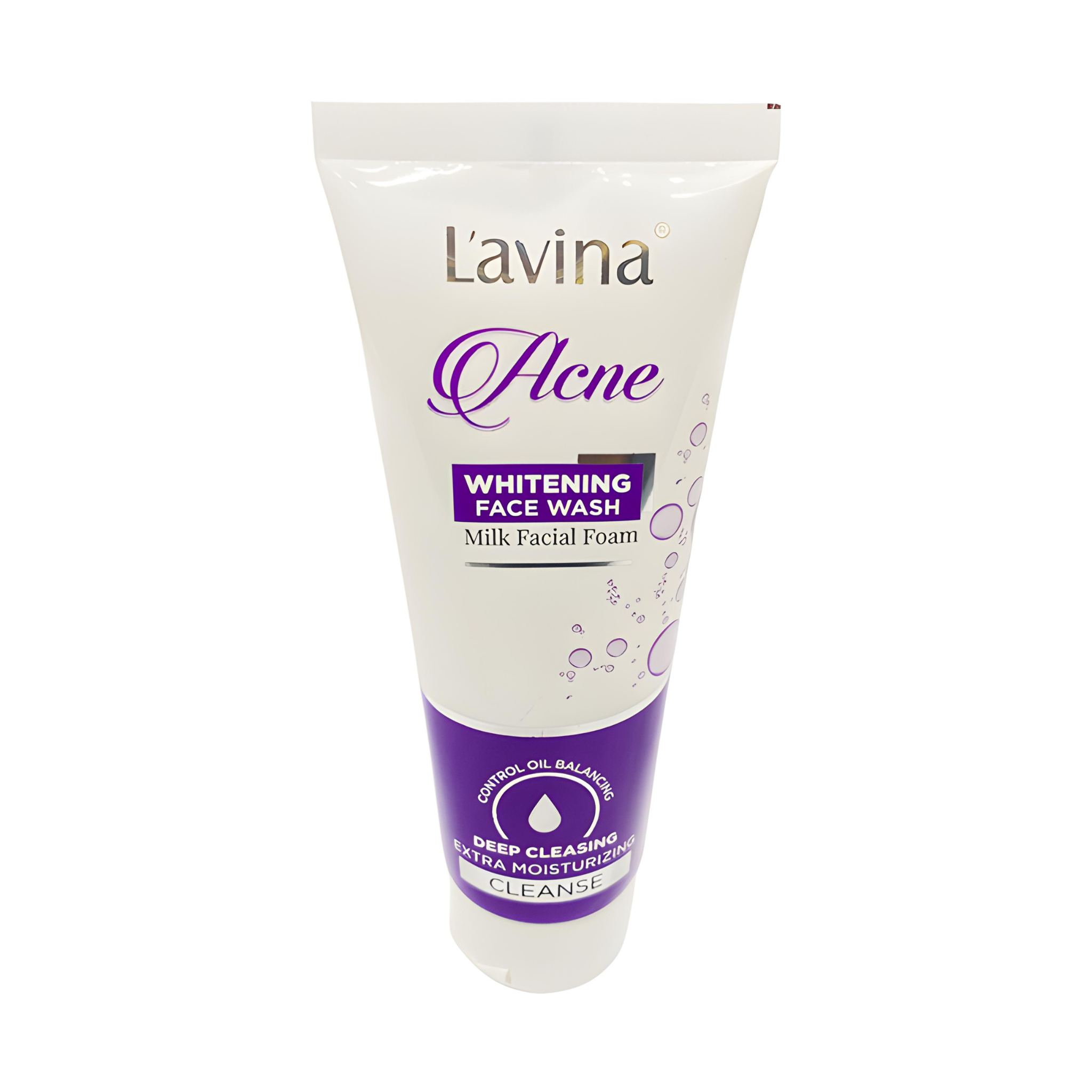 Lavina Acne - Whitening Face Wash - Milk Facial Foam - 120 Gram - Control Oil Balancing Extra Deep Moisturizing Cleanser