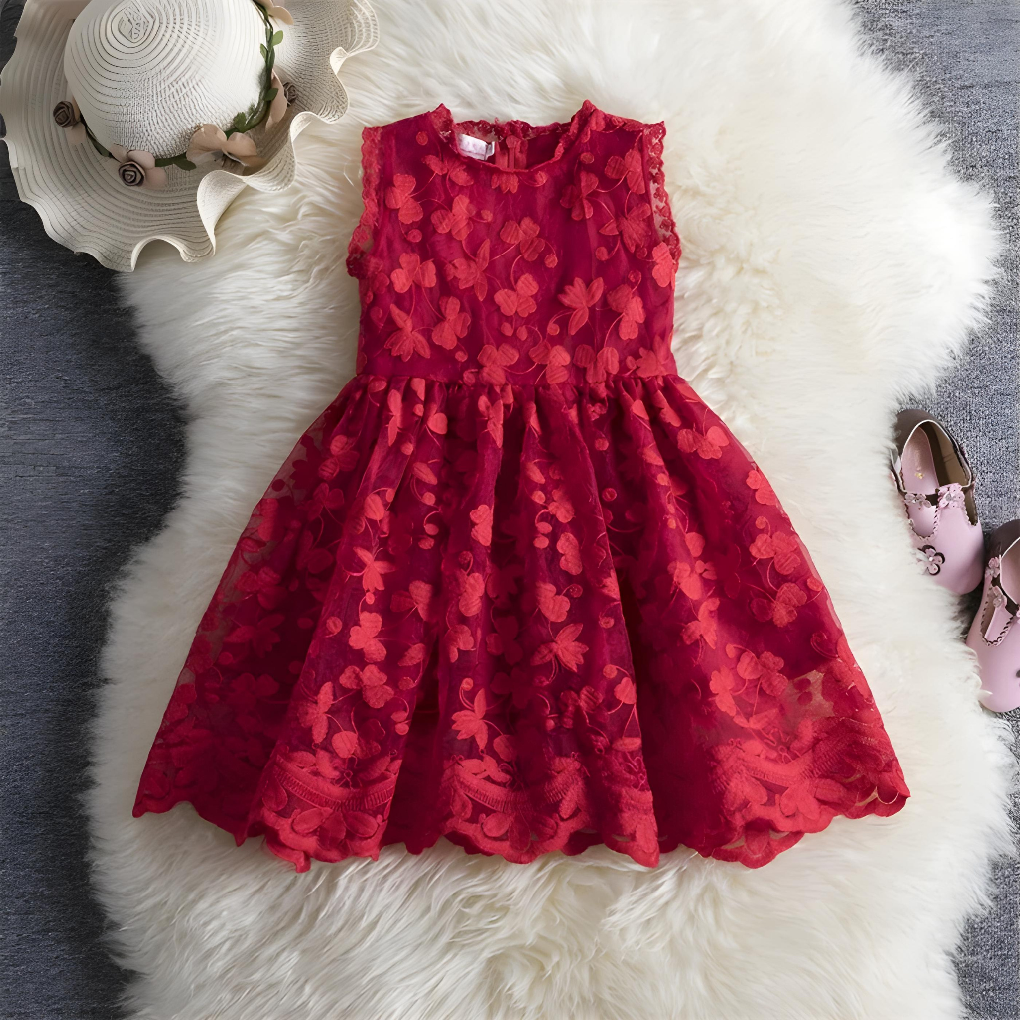  Lace Tutu Flower Mesh Long Sleeve Dress - Girls' Spring Summer Party Dress for Special Occasions