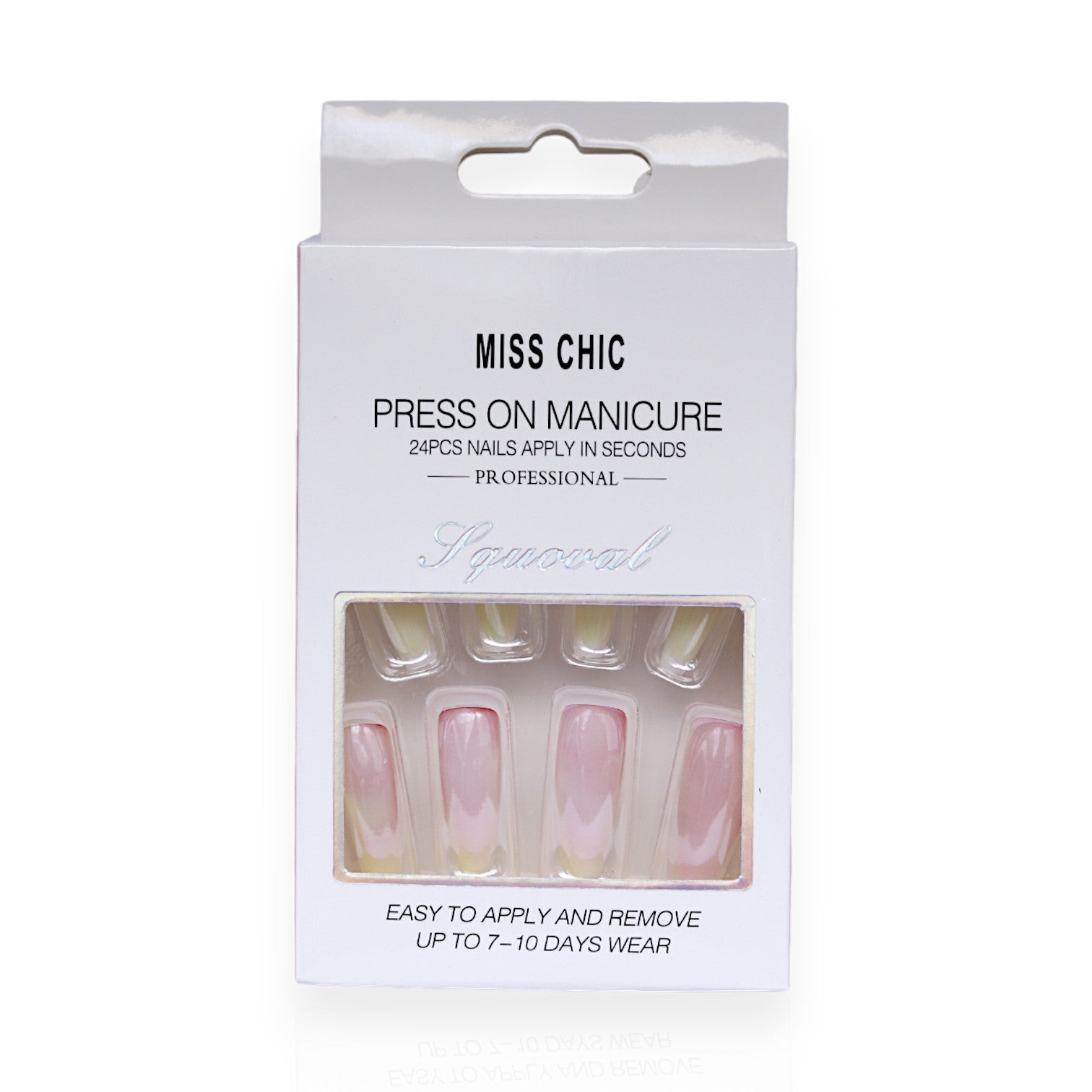 Miss Chic Press on Manicure Acrylic Nails - Silicone for Women and Girls (Glossy Light Pink Color, Simple Design) | Easy & Long-Lasting Nail Solution