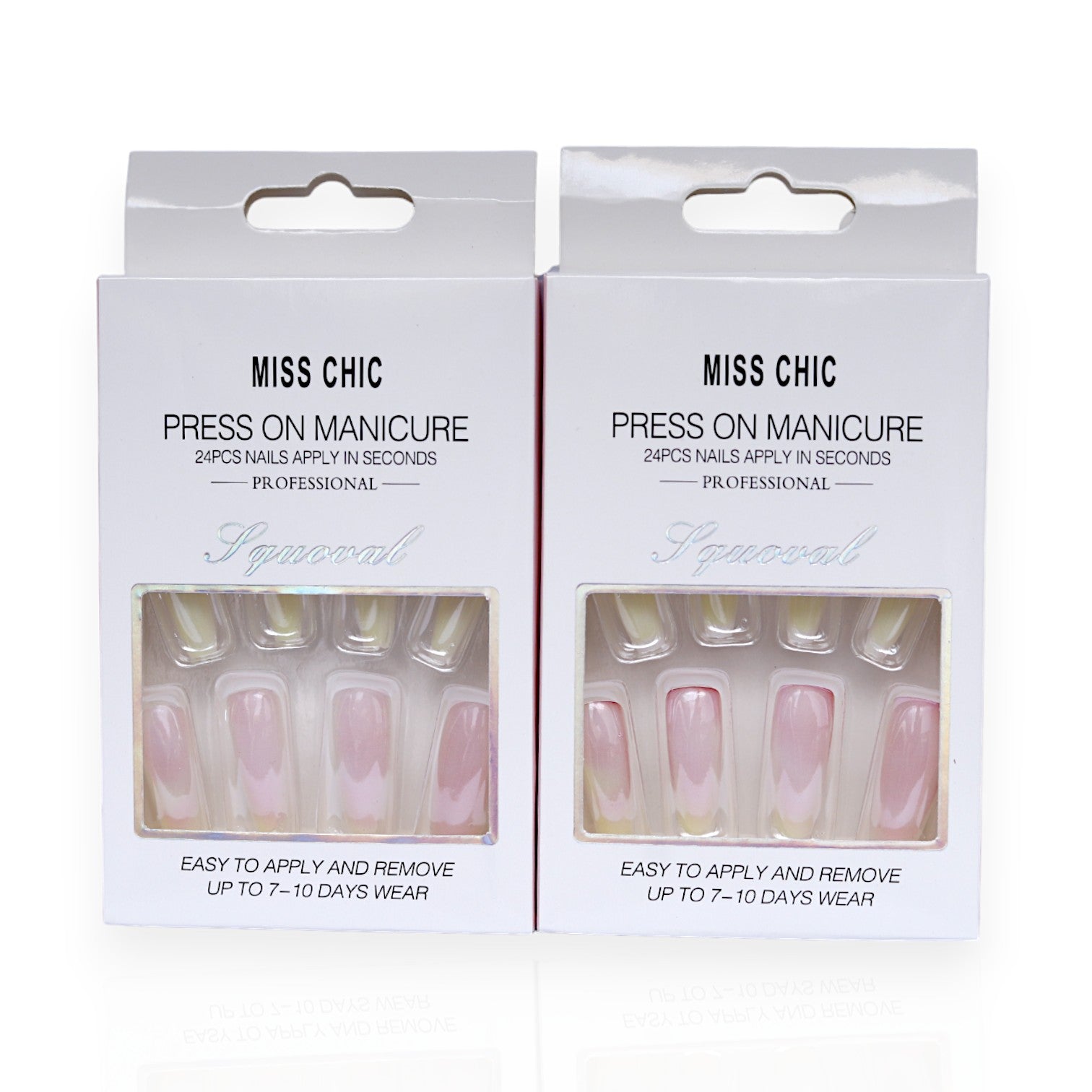 Miss Chic Press on Manicure Acrylic Nails - Silicone for Women and Girls (Glossy Light Pink Color, Simple Design) | Easy & Long-Lasting Nail Solution