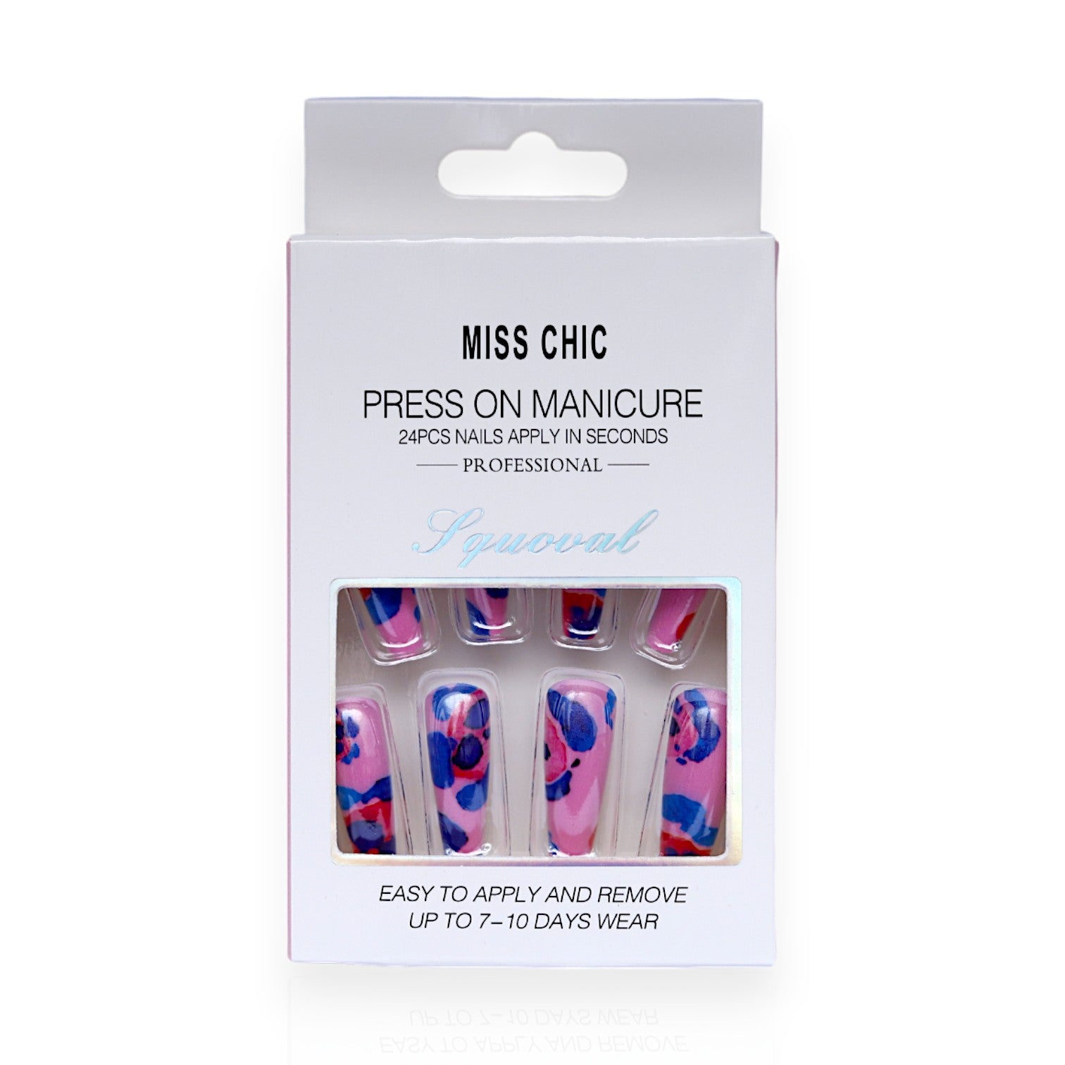 Miss Chic Press on Manicure Acrylic Nails - Silicone for Women and Girls (Pink Color, Multiple Color Design) | Easy & Long-Lasting Nail Solution