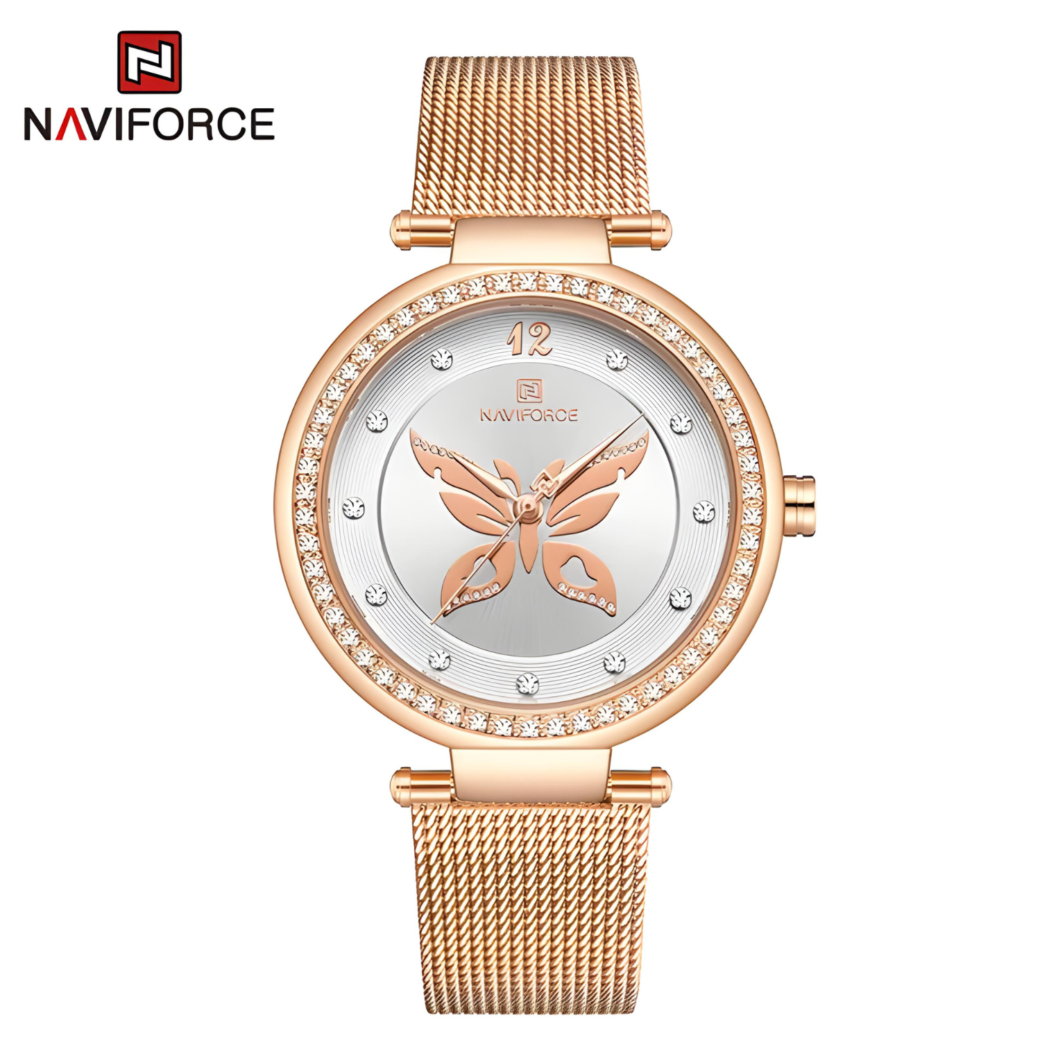 NaviForce NF-5018 Ladies Gift Watch with Silver Mesh Chain