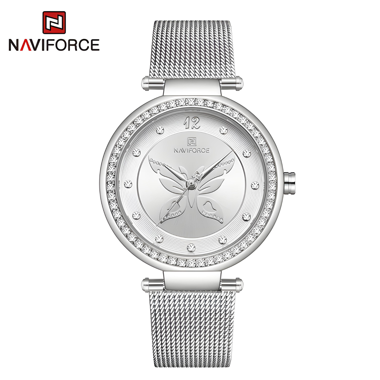 NaviForce NF-5018 Ladies Gift Watch with Silver Mesh Chain