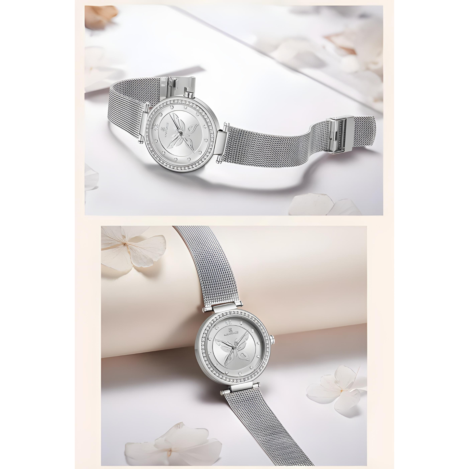 NaviForce NF-5018 Ladies Gift Watch with Silver Mesh Chain