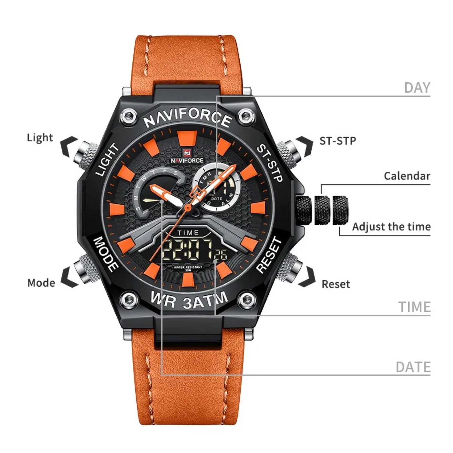 NaviForce NF-9220 Dual Time Latest Edition Hand Watch for Boys