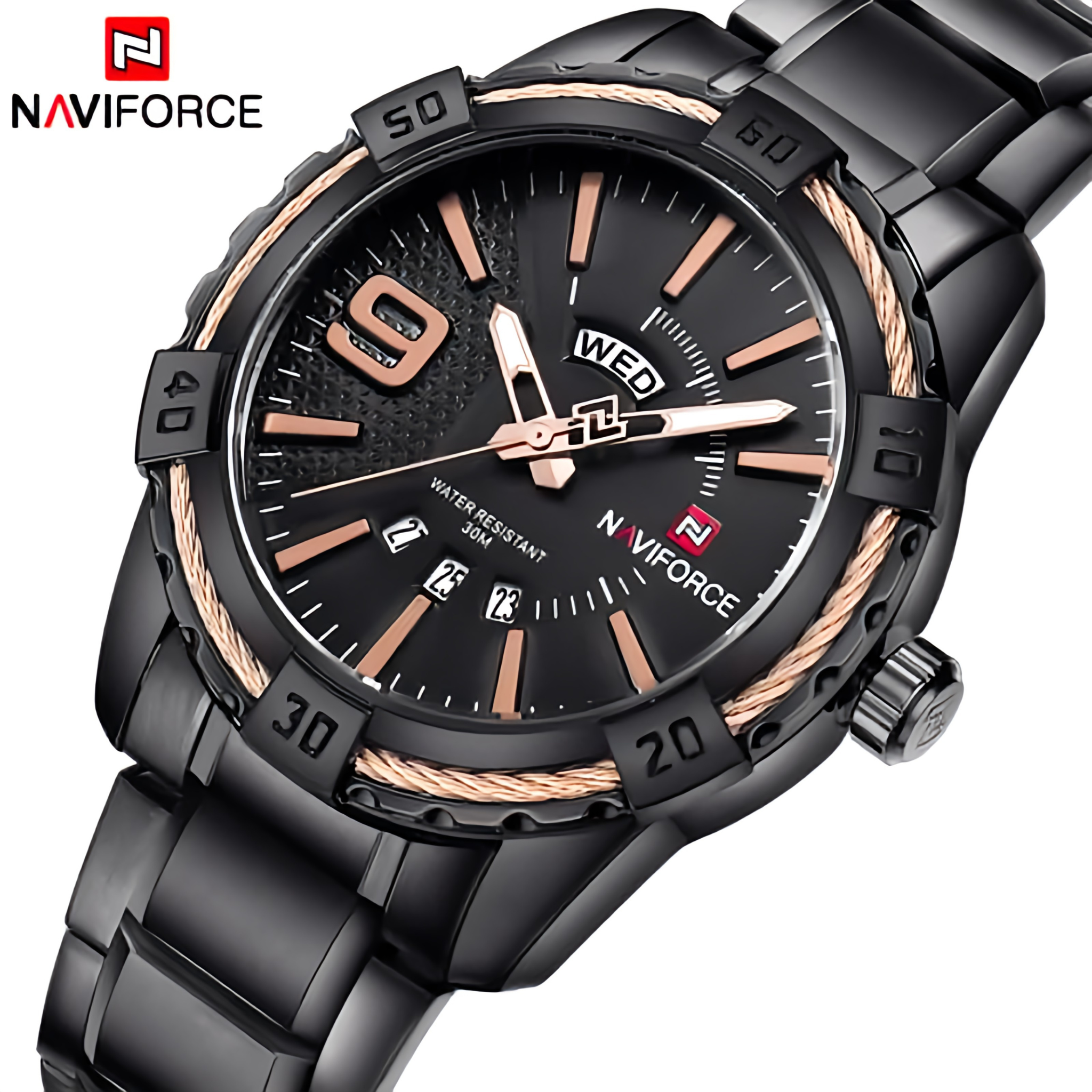 Naviforce Day and Date Edition Chain Watch - Stylish Timepiece for Men