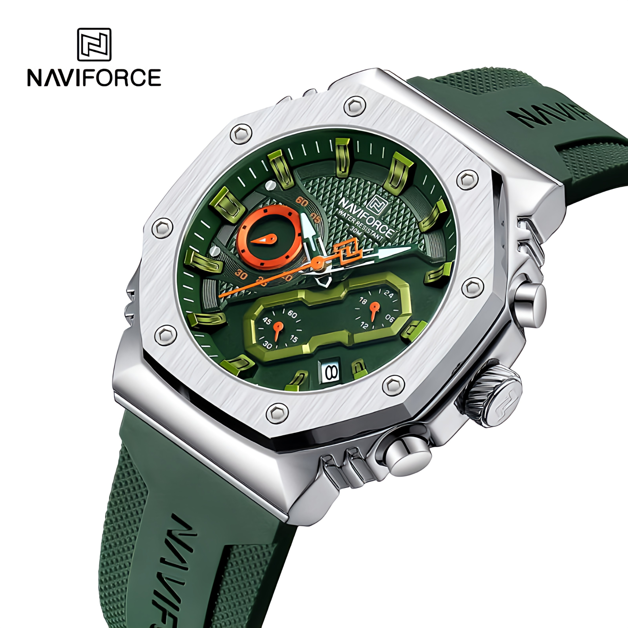 Naviforce NF-8035 Chrono Watch - Men's Leather Strap Chronograph Watch