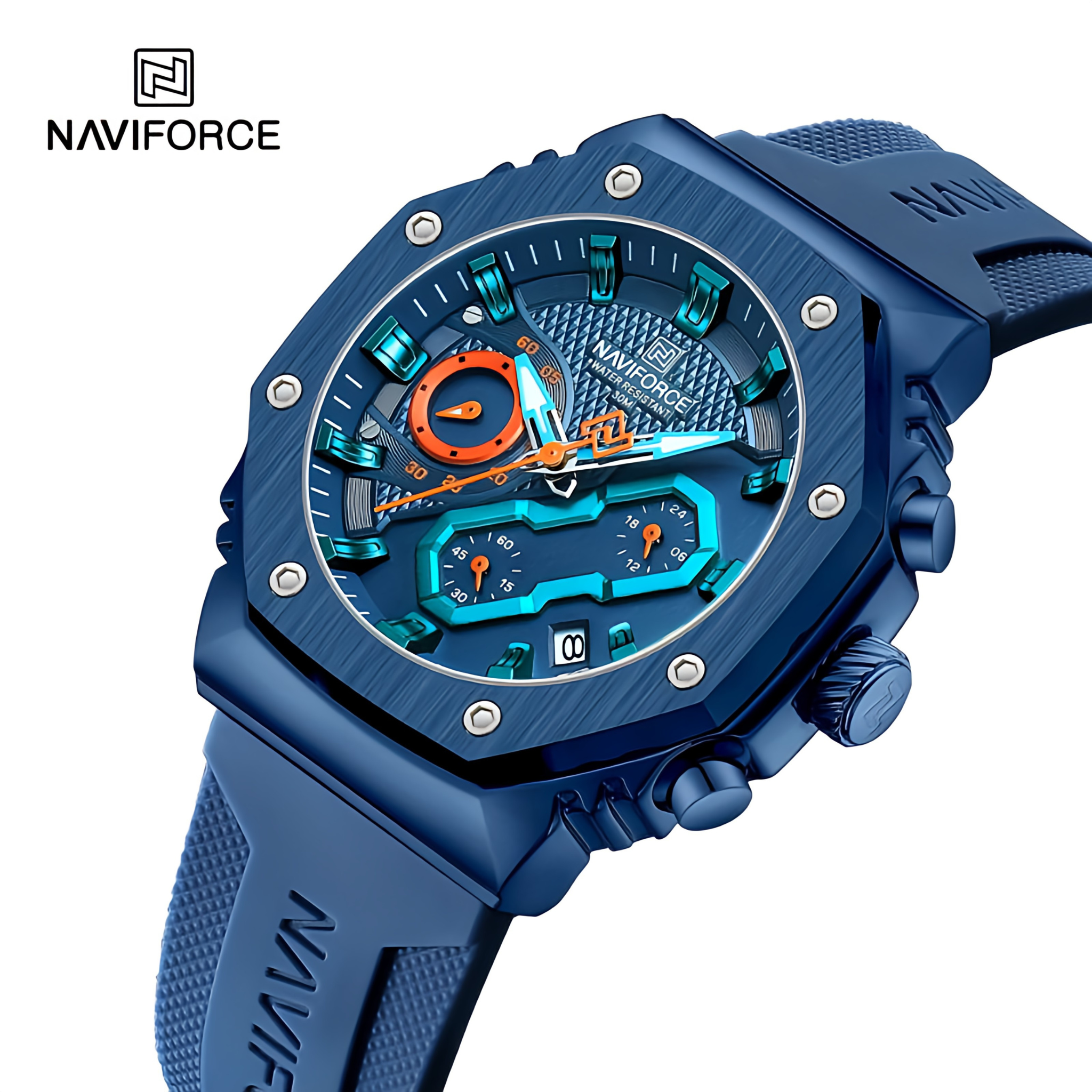 Naviforce NF-8035 Chrono Watch - Men's Leather Strap Chronograph Watch