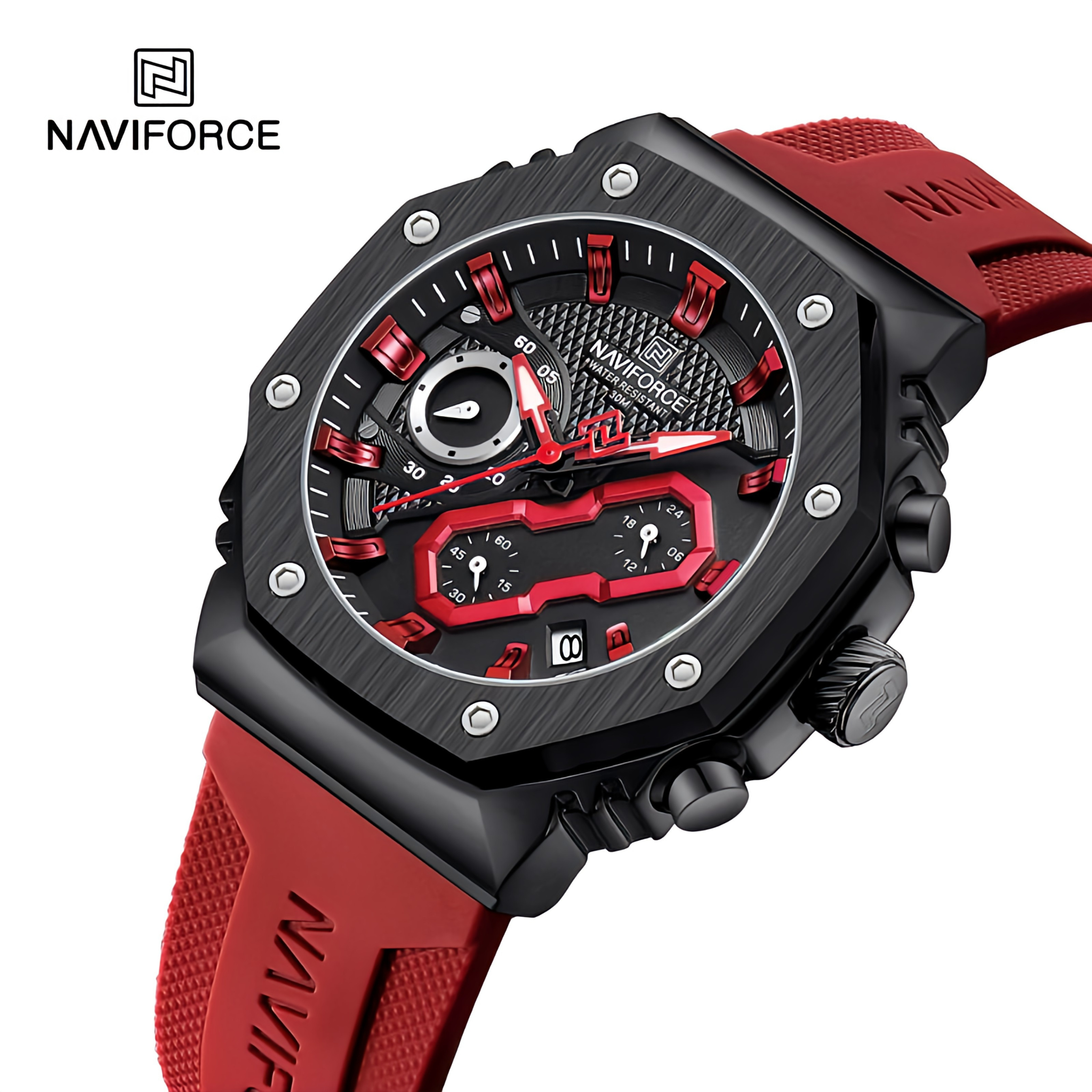 Naviforce NF-8035 Chrono Watch - Men's Leather Strap Chronograph Watch