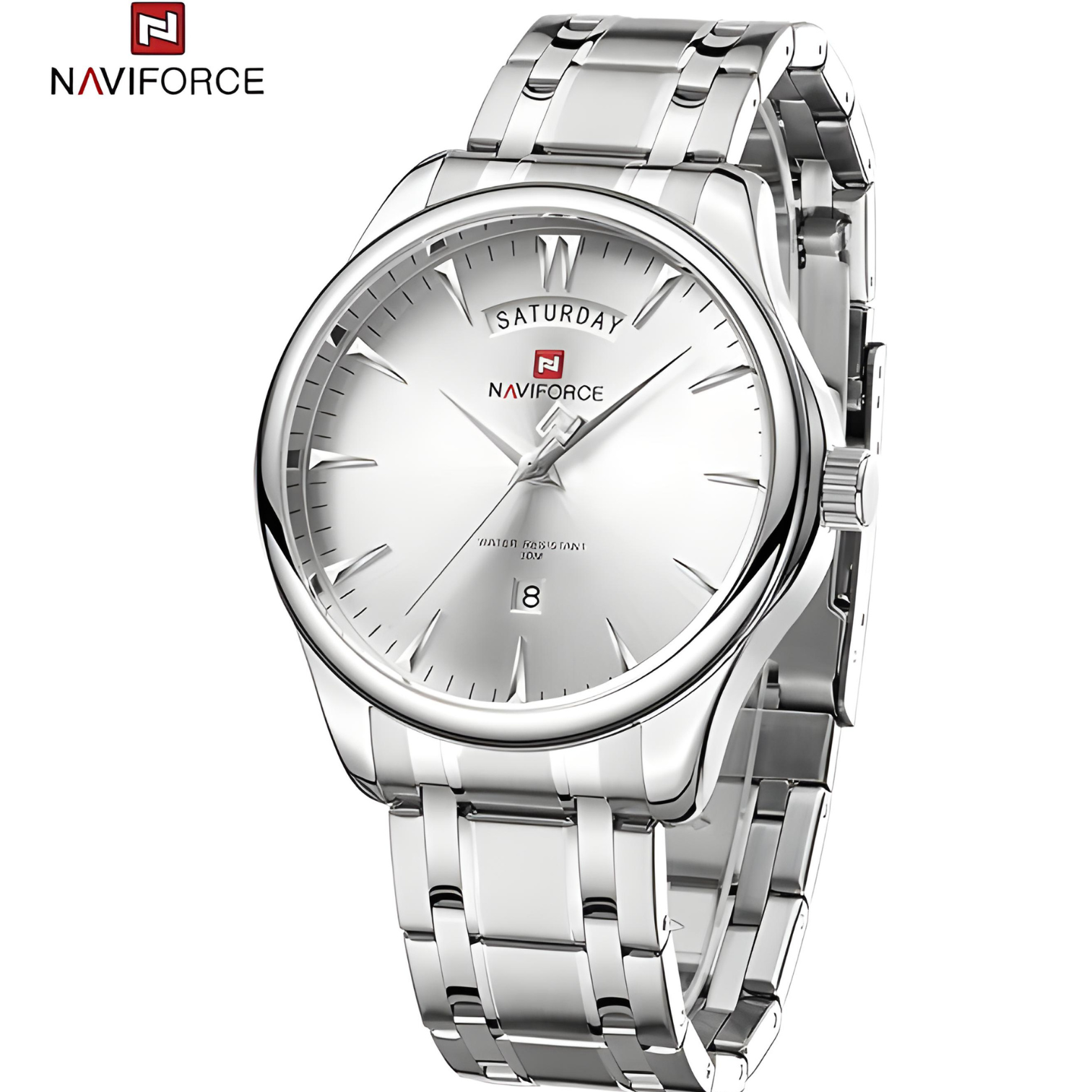 Naviforce NF-9213 Day & Date Edition Display Stainless Steel Waterproof Watch for Men