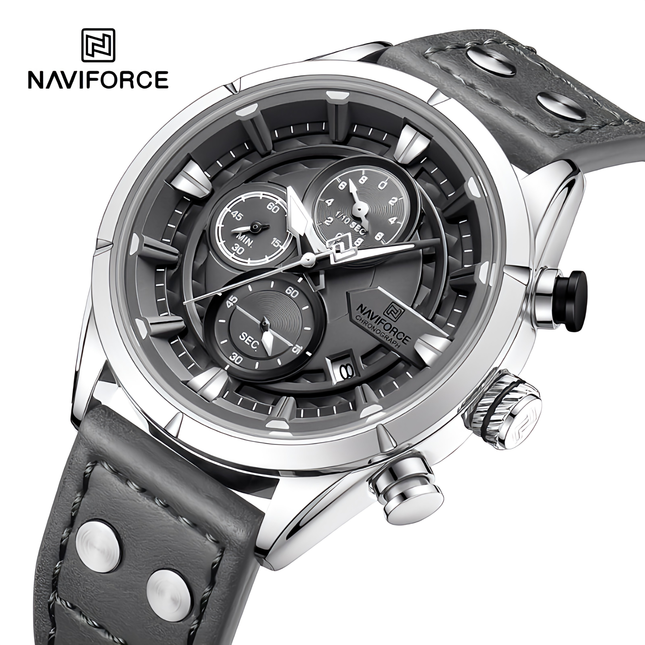 Naviforce NF8045 ChronoElite Men's Chronograph Watch - Black Leather Strap