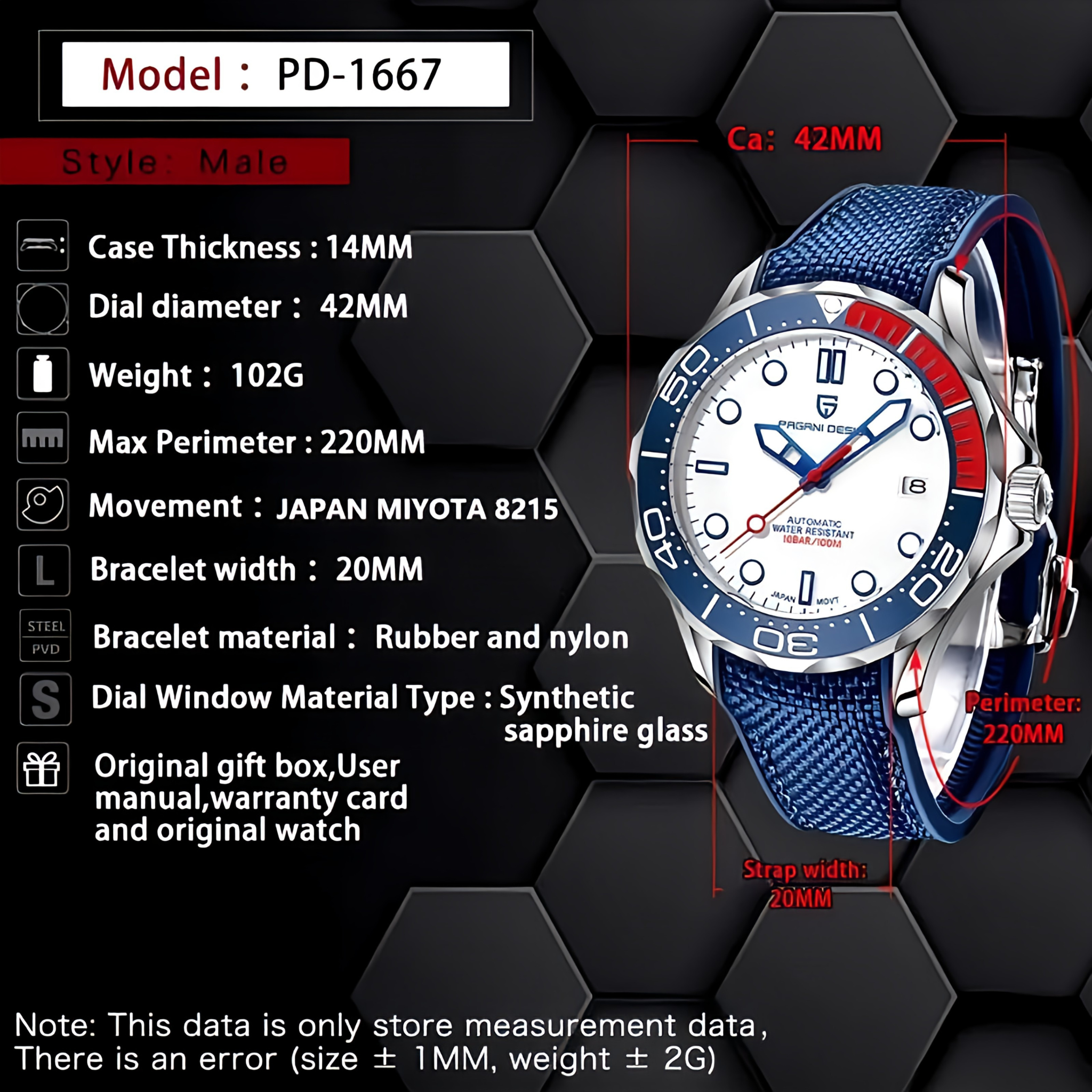 Pagani Design PD-1667-5 '007' Seamaster Edition Watch