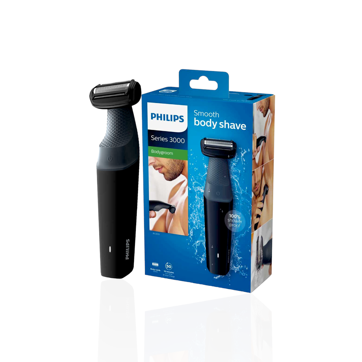 Philips Body Groomer Bodygroom Series 3000 Showerproof BG3010 - Comfortable and Convenient Body Grooming for Men