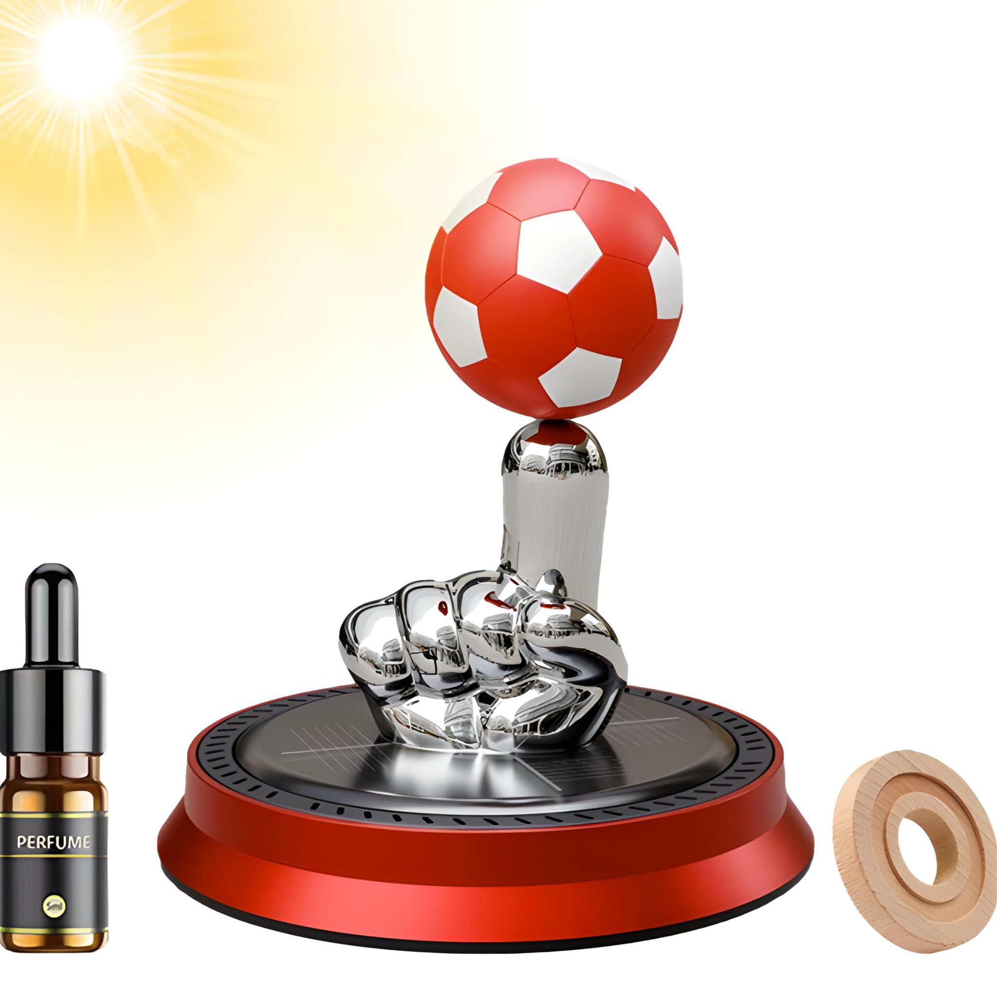 Solar Rotating Finger Football Car Air Freshener | Long-Lasting Fragrance Aromatherapy | Car Decoration Accessories