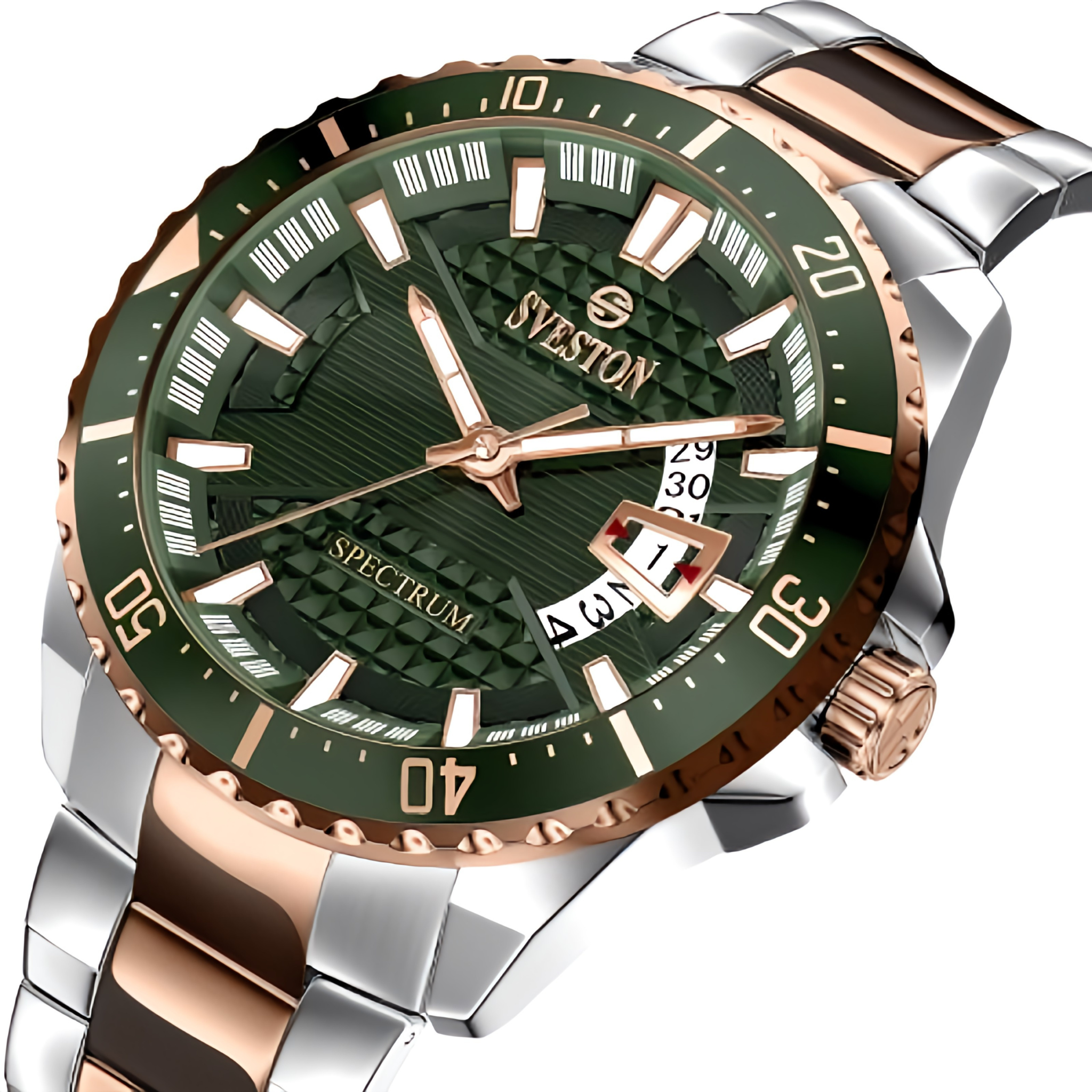 SVESTON SPECTRUM (Silver Rose Green) | Men's Stainless Steel Watch