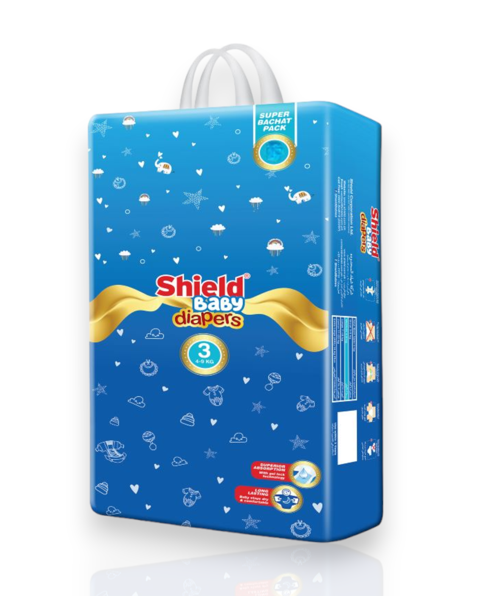 Shield Baby Diaper Super Bachat Pack Size 3 Medium (4-9Kg) 60 Count