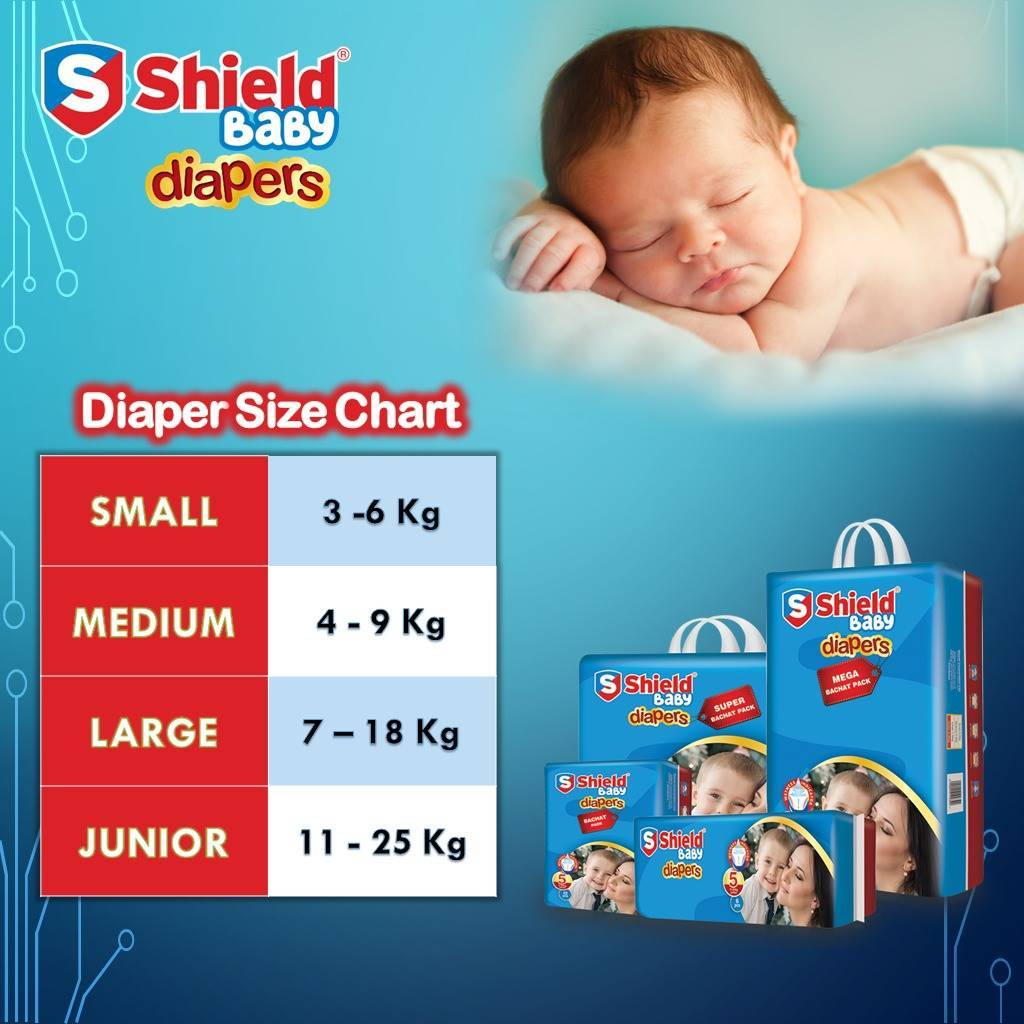 Shield Baby Diaper Super Bachat Pack Size 3 Medium (4-9Kg) 60 Count